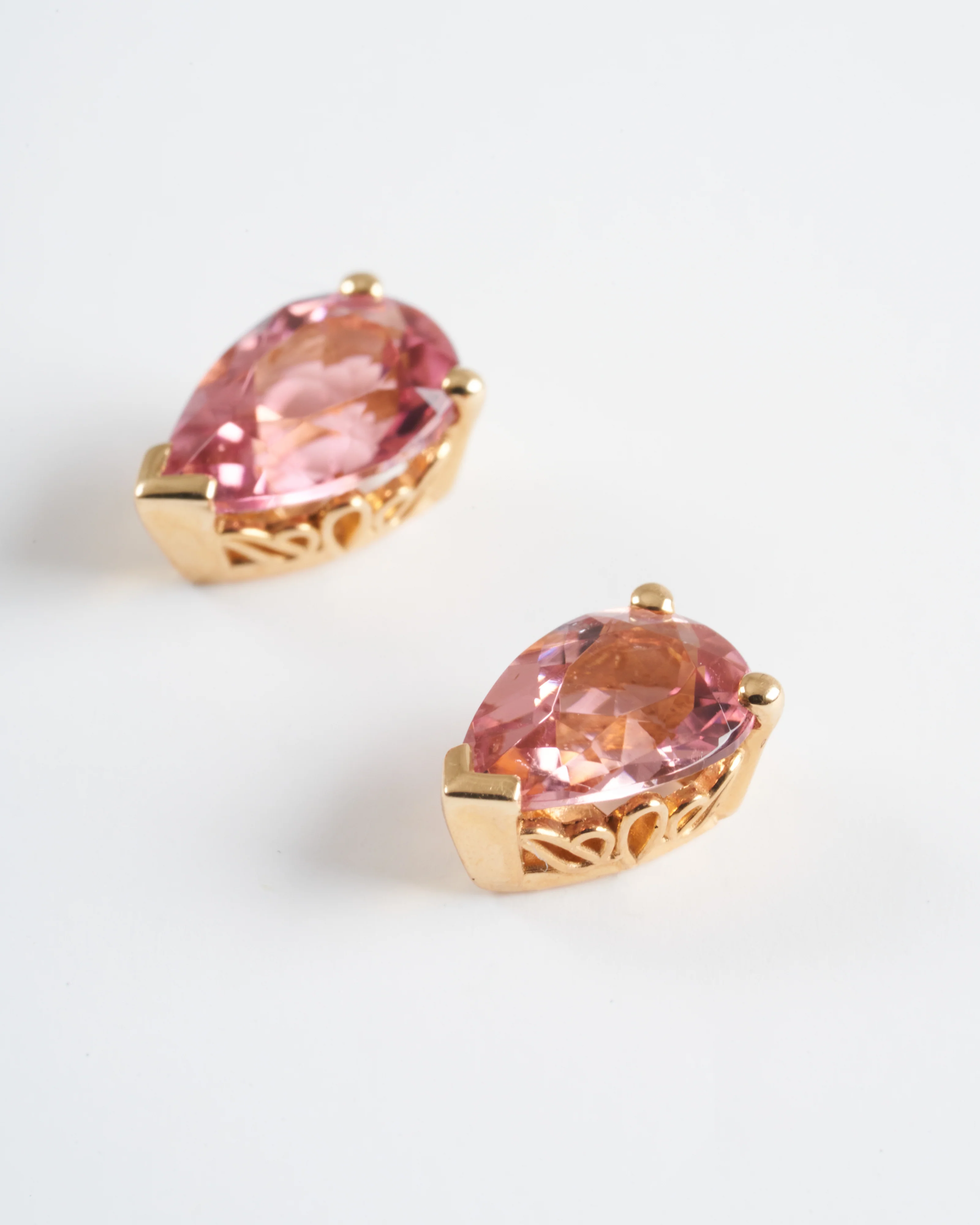 faceted pear pink tourmaline earrings - pink - Image 2