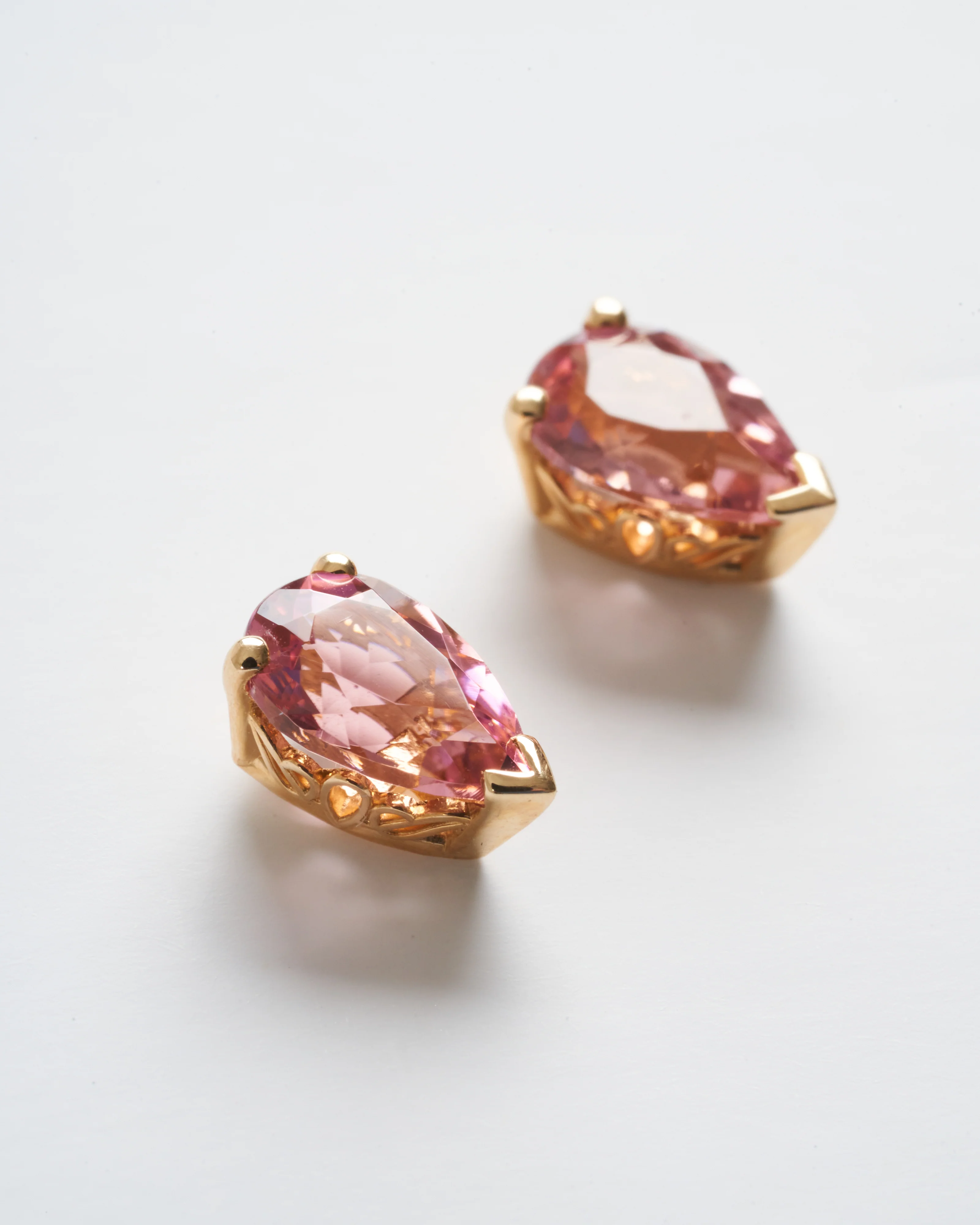 faceted pear pink tourmaline earrings - pink - Image 3