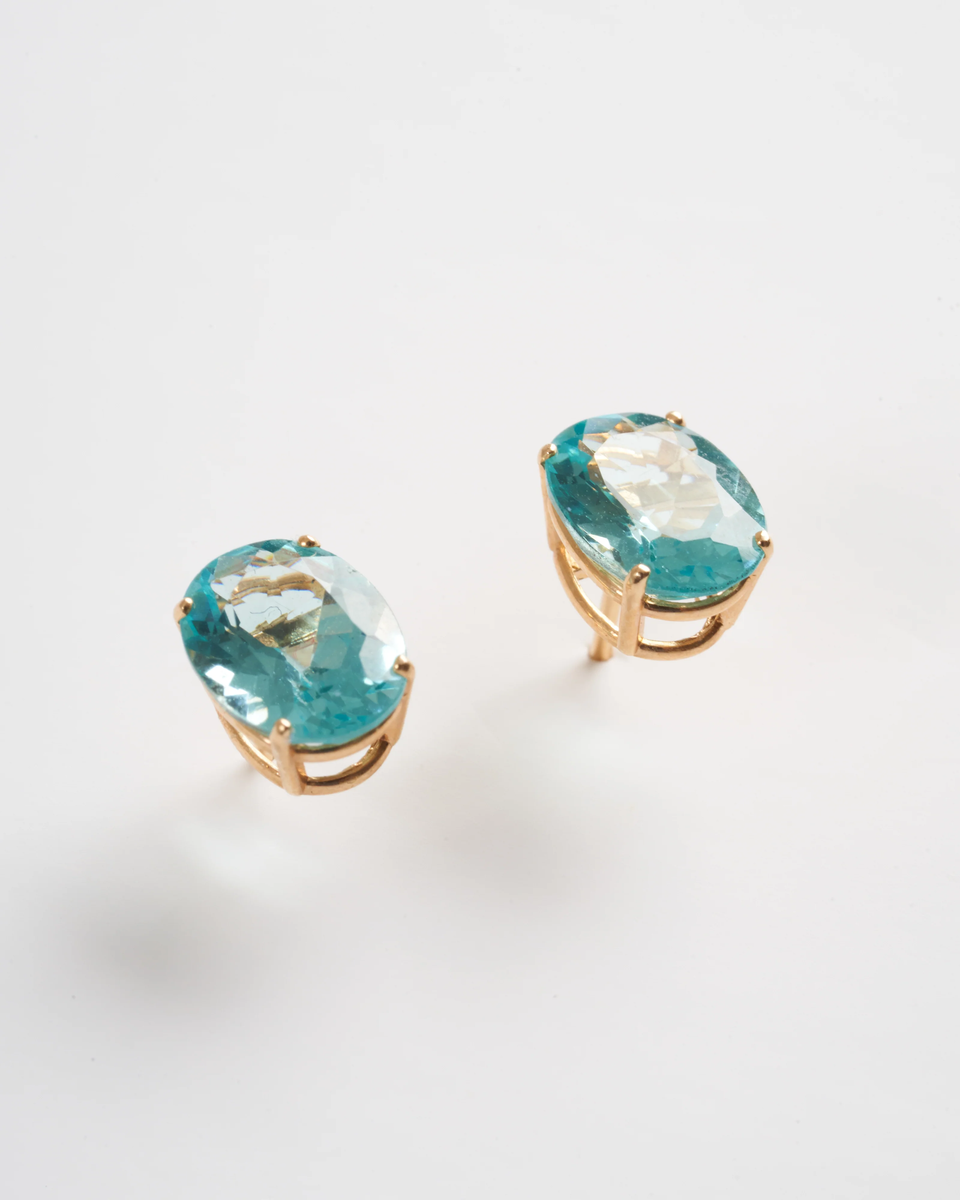 oval faceted apatite earrings - blue - Image 2