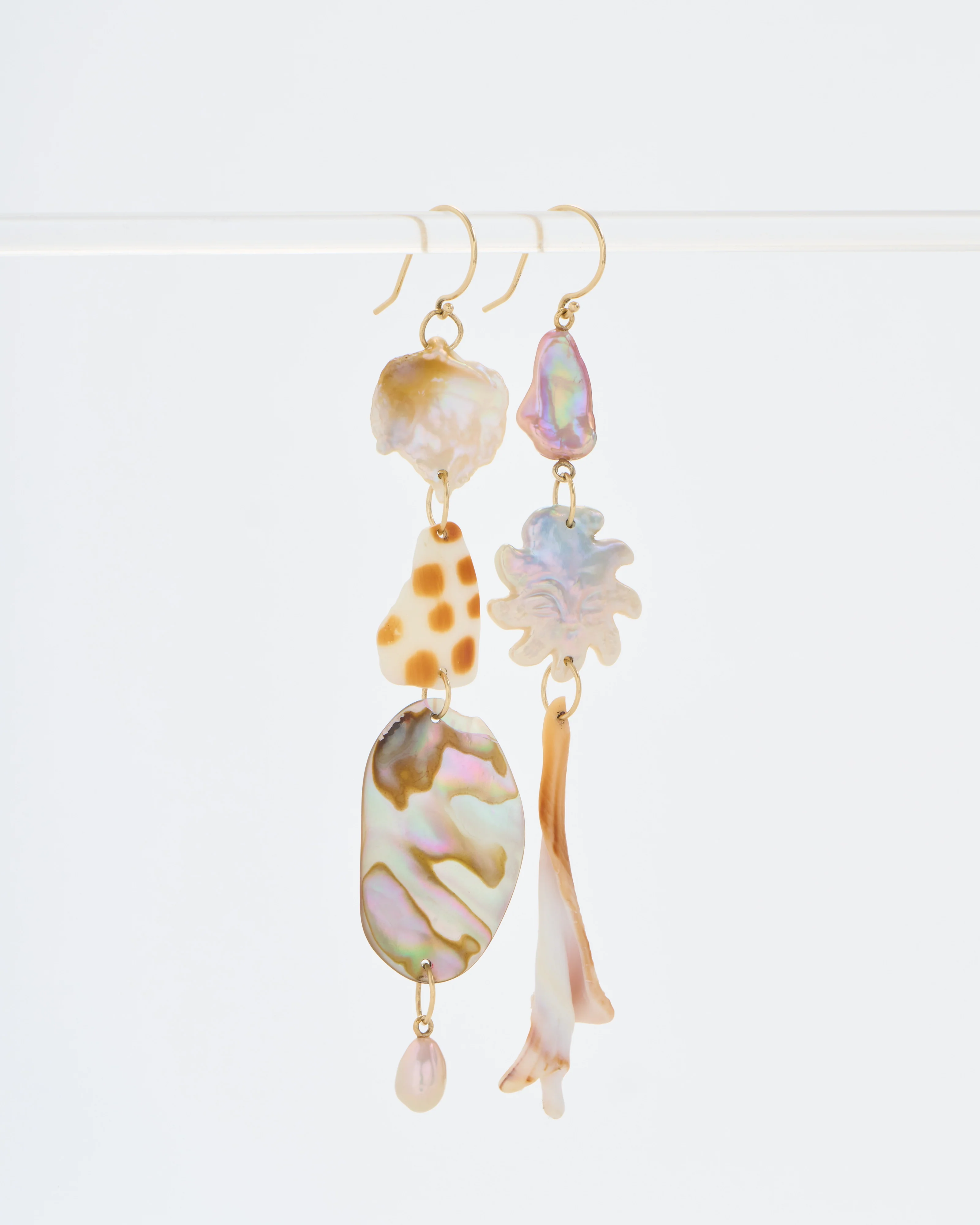 mixed conch swirl and indo pacific shell earrings - Image 2