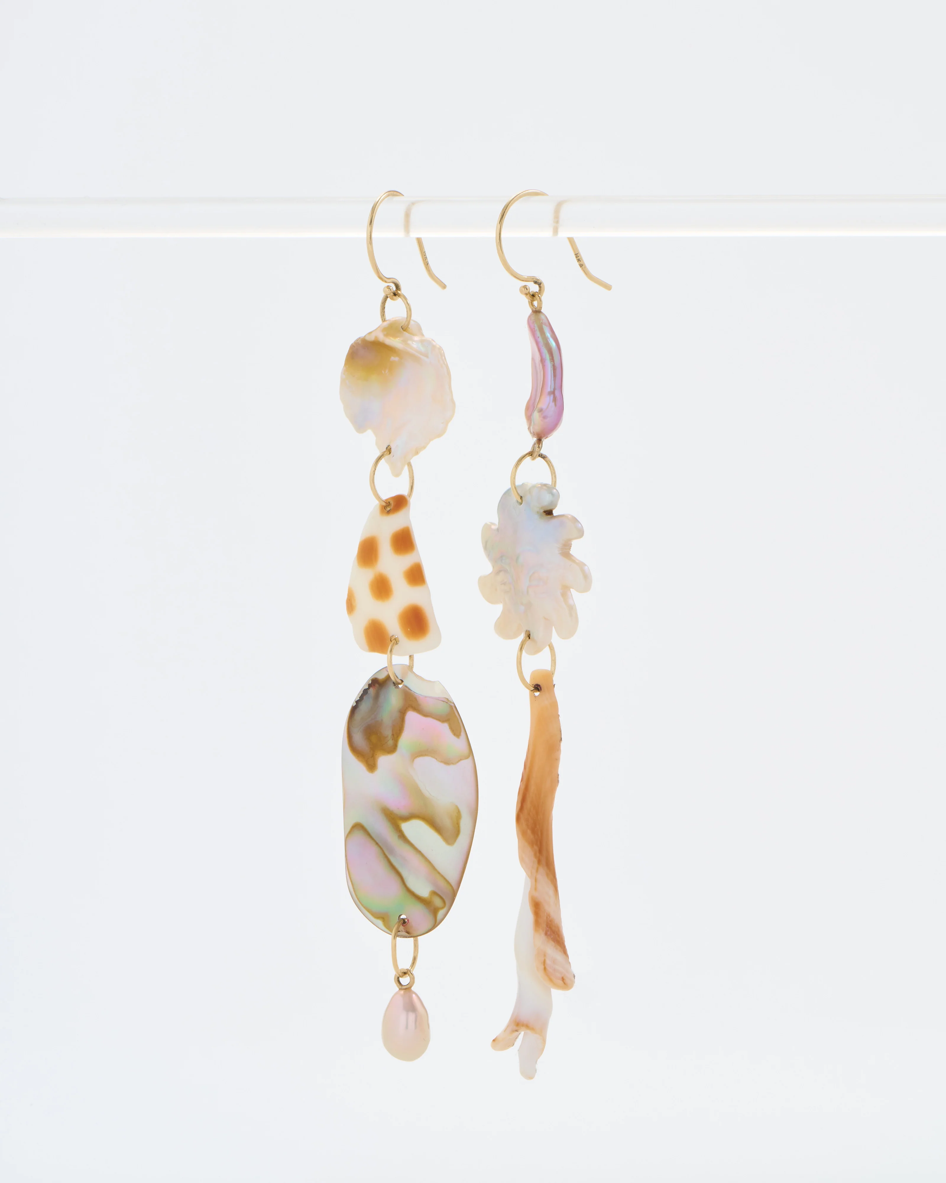 mixed conch swirl and indo pacific shell earrings - Image 3