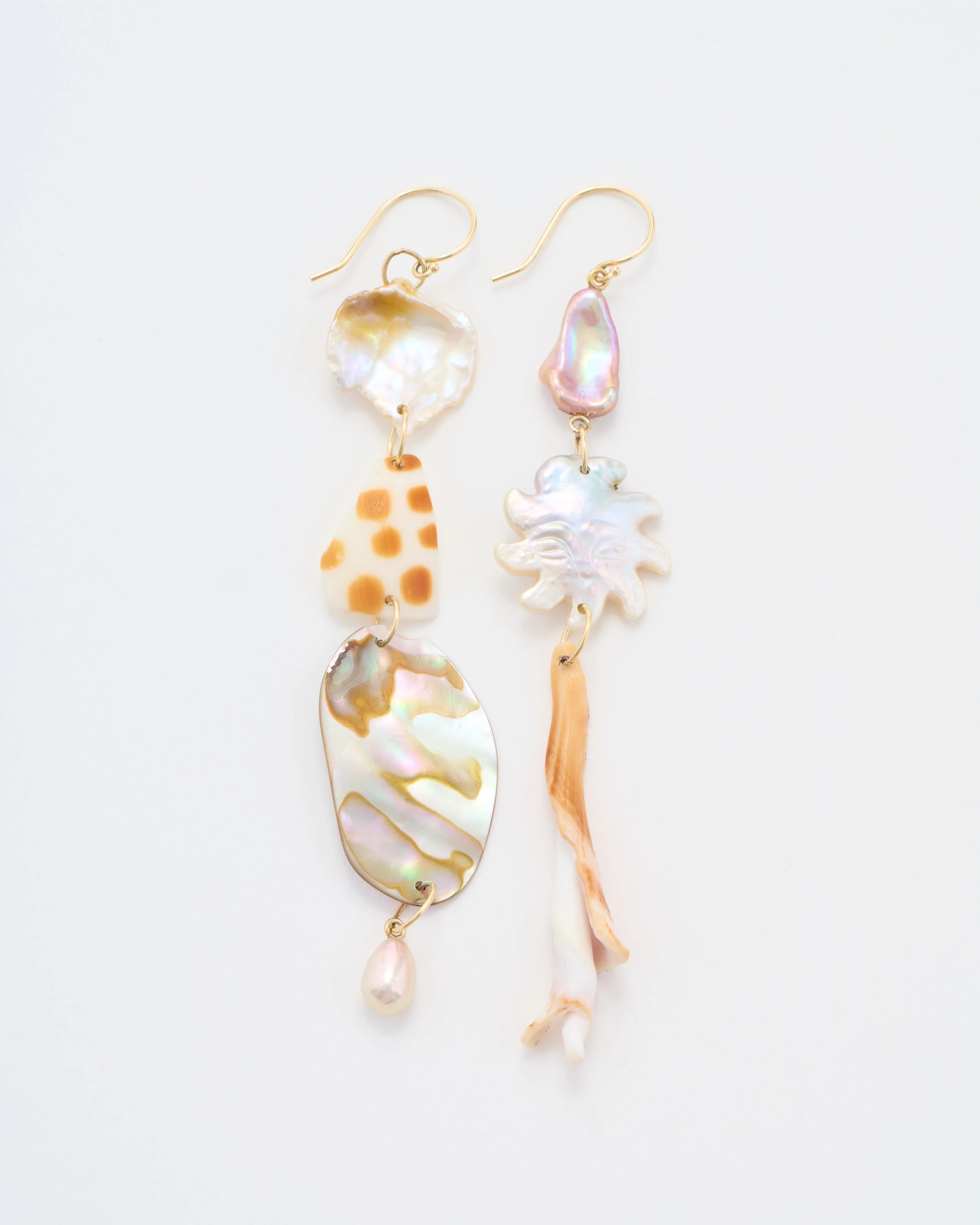 mixed conch swirl and indo pacific shell earrings - Image 4