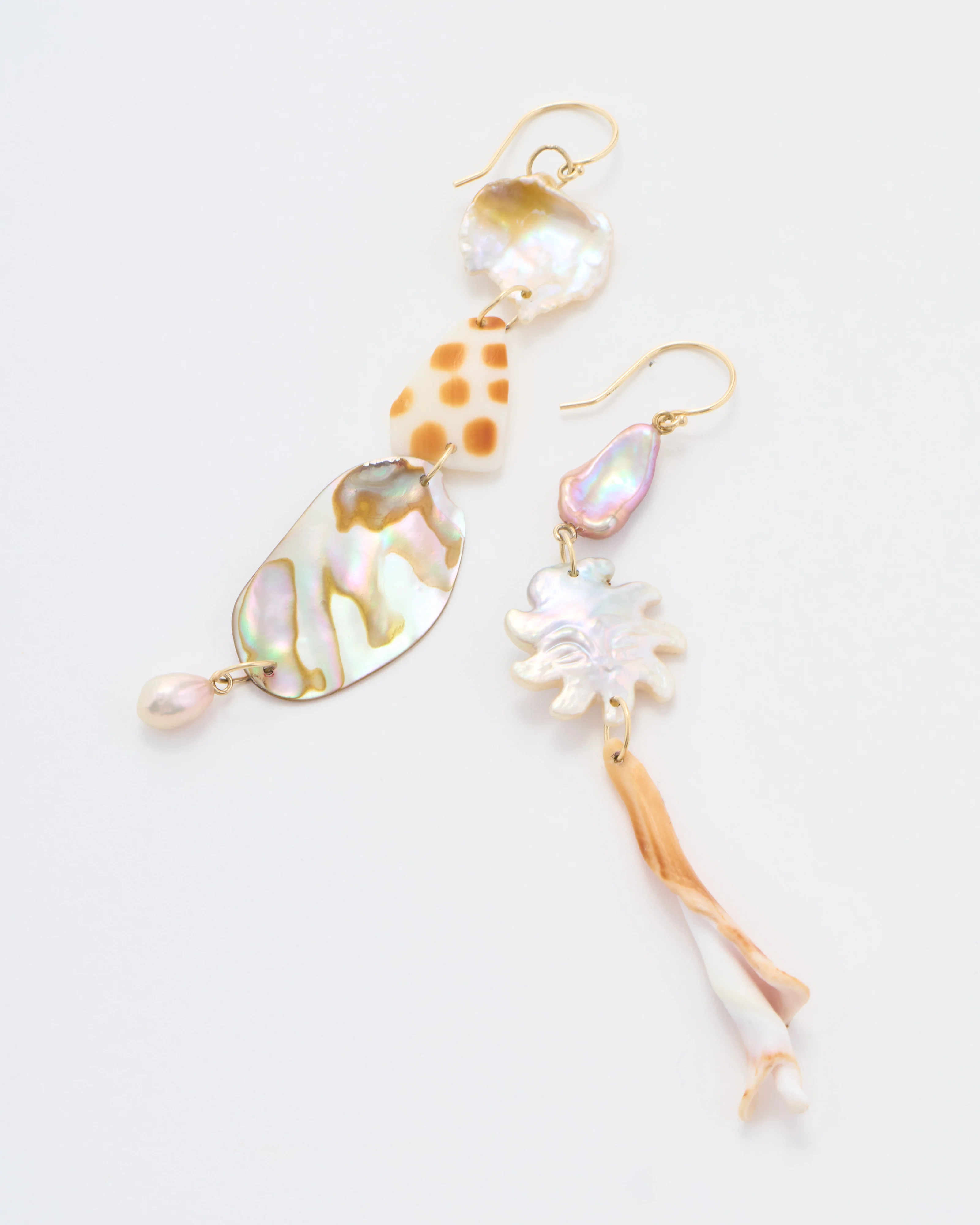 mixed conch swirl and indo pacific shell earrings - Image 5