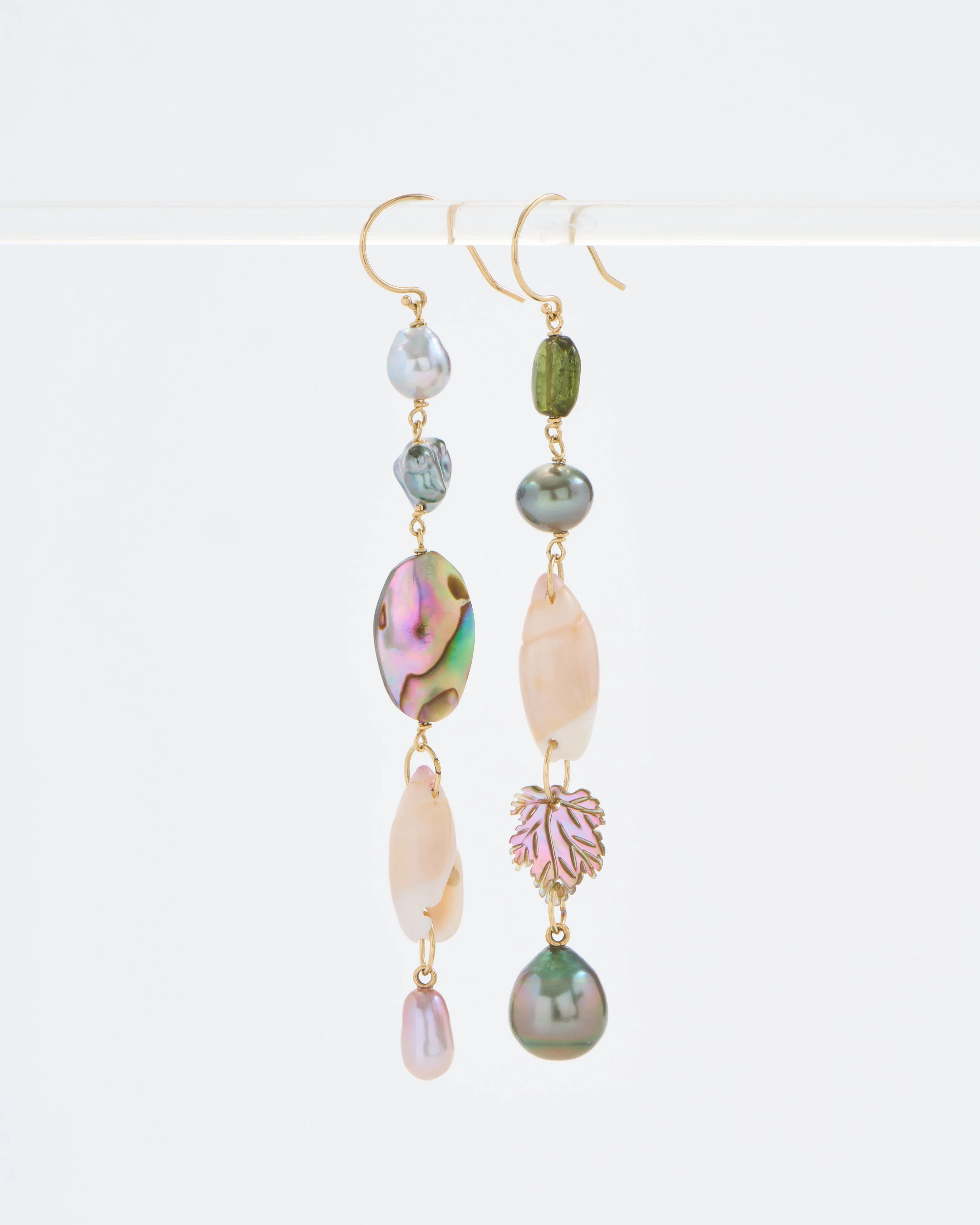 mixed pearl and stone earrings ofk - Image 2