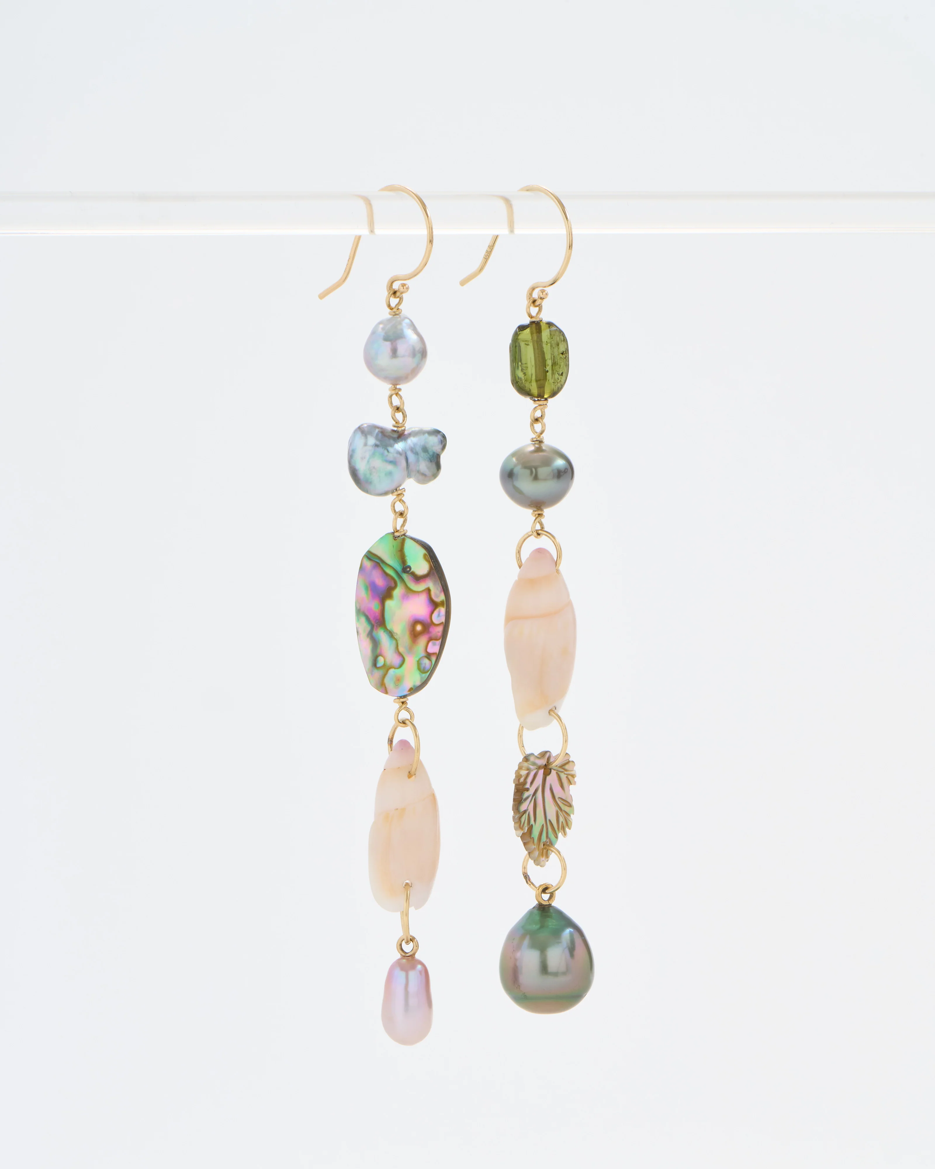 mixed pearl and stone earrings ofk - Image 3