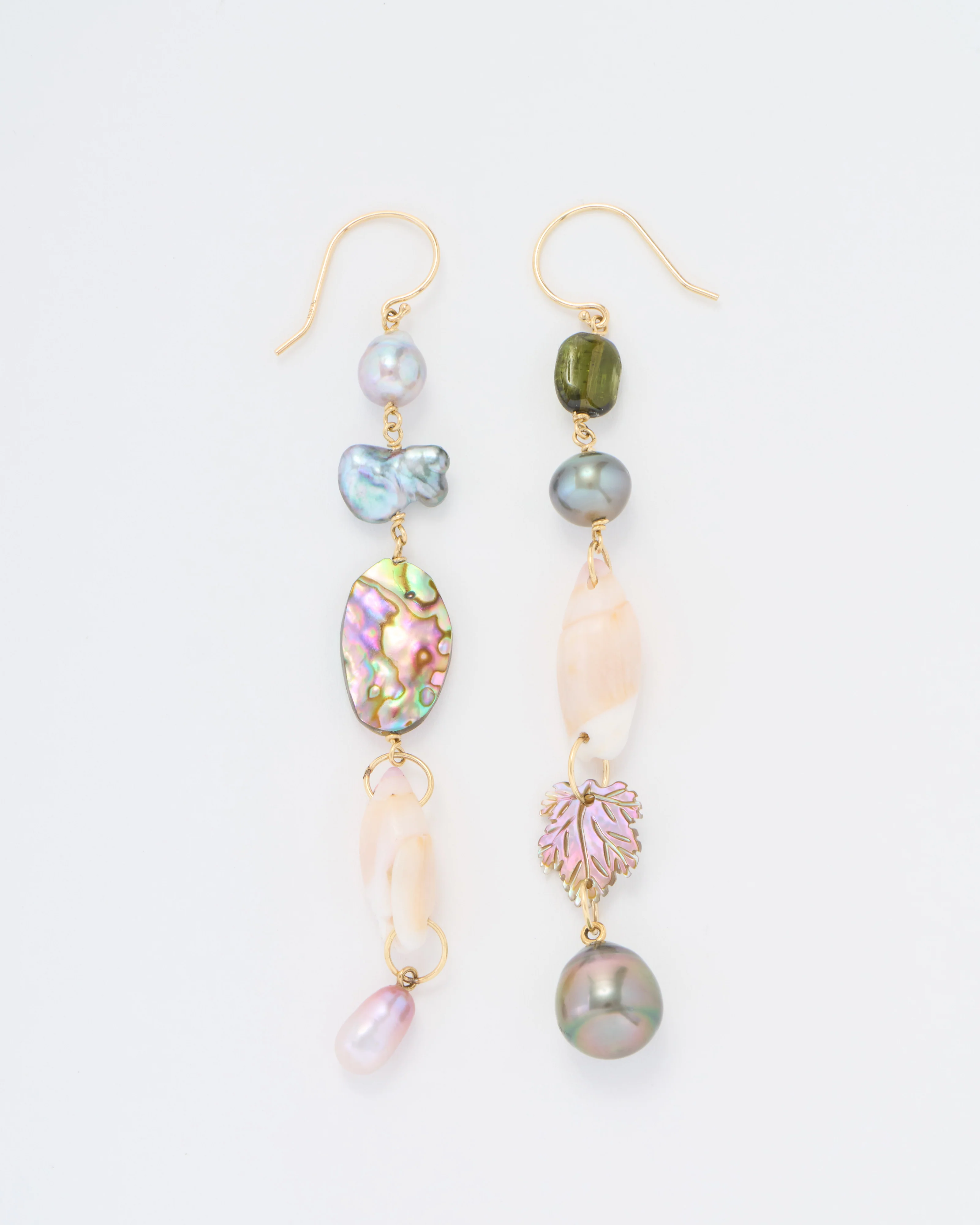 mixed pearl and stone earrings ofk - Image 4
