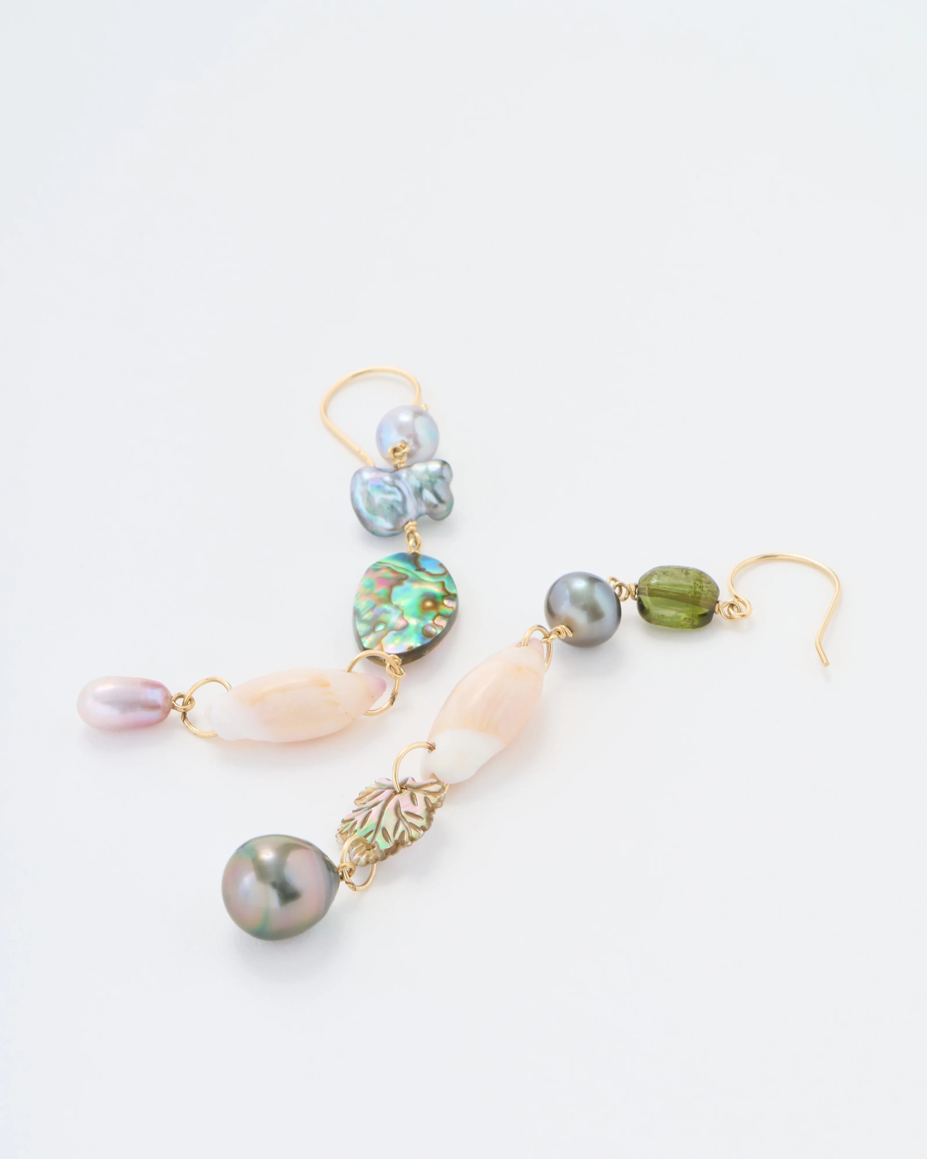mixed pearl and stone earrings ofk - Image 5