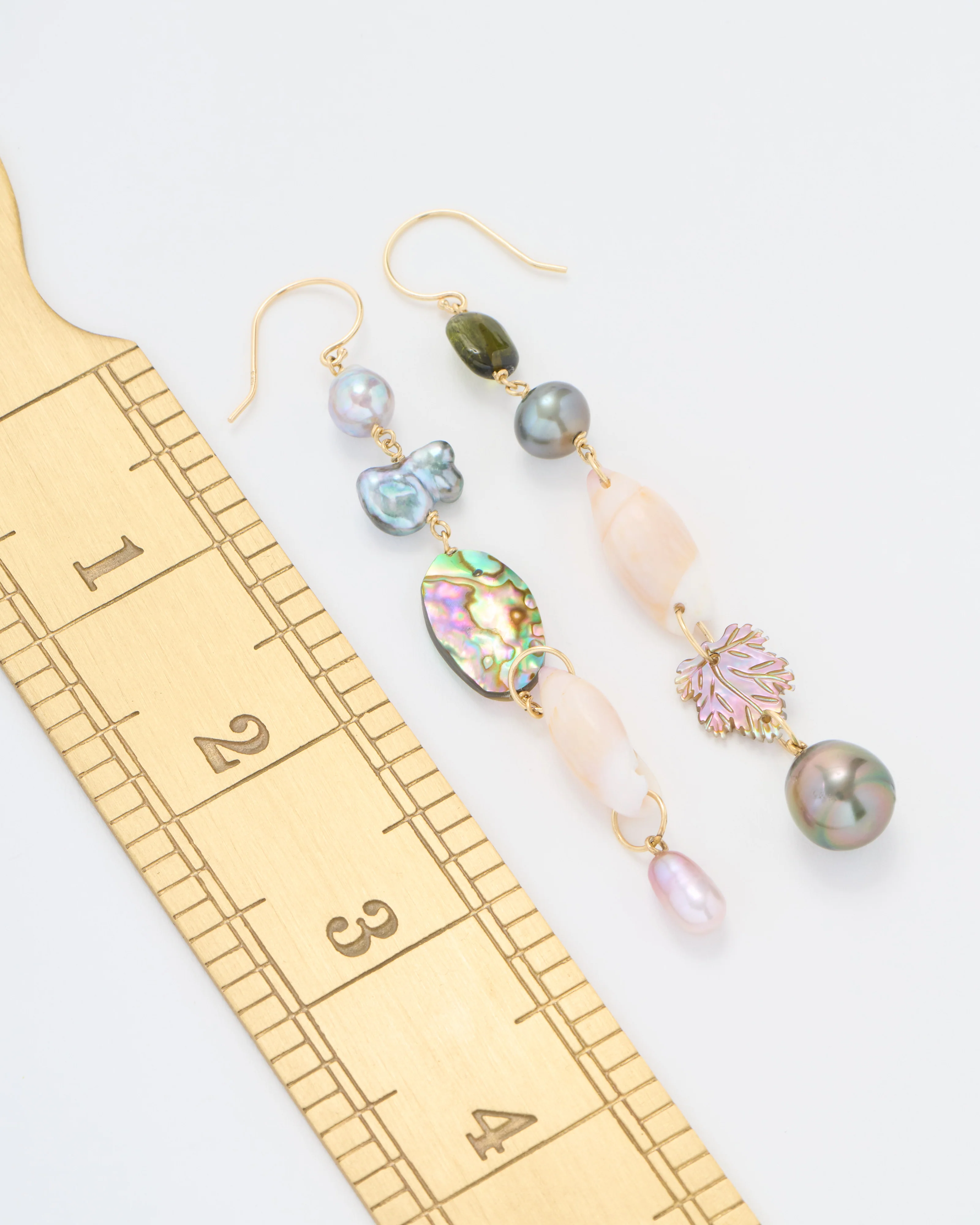 mixed pearl and stone earrings ofk - Image 6