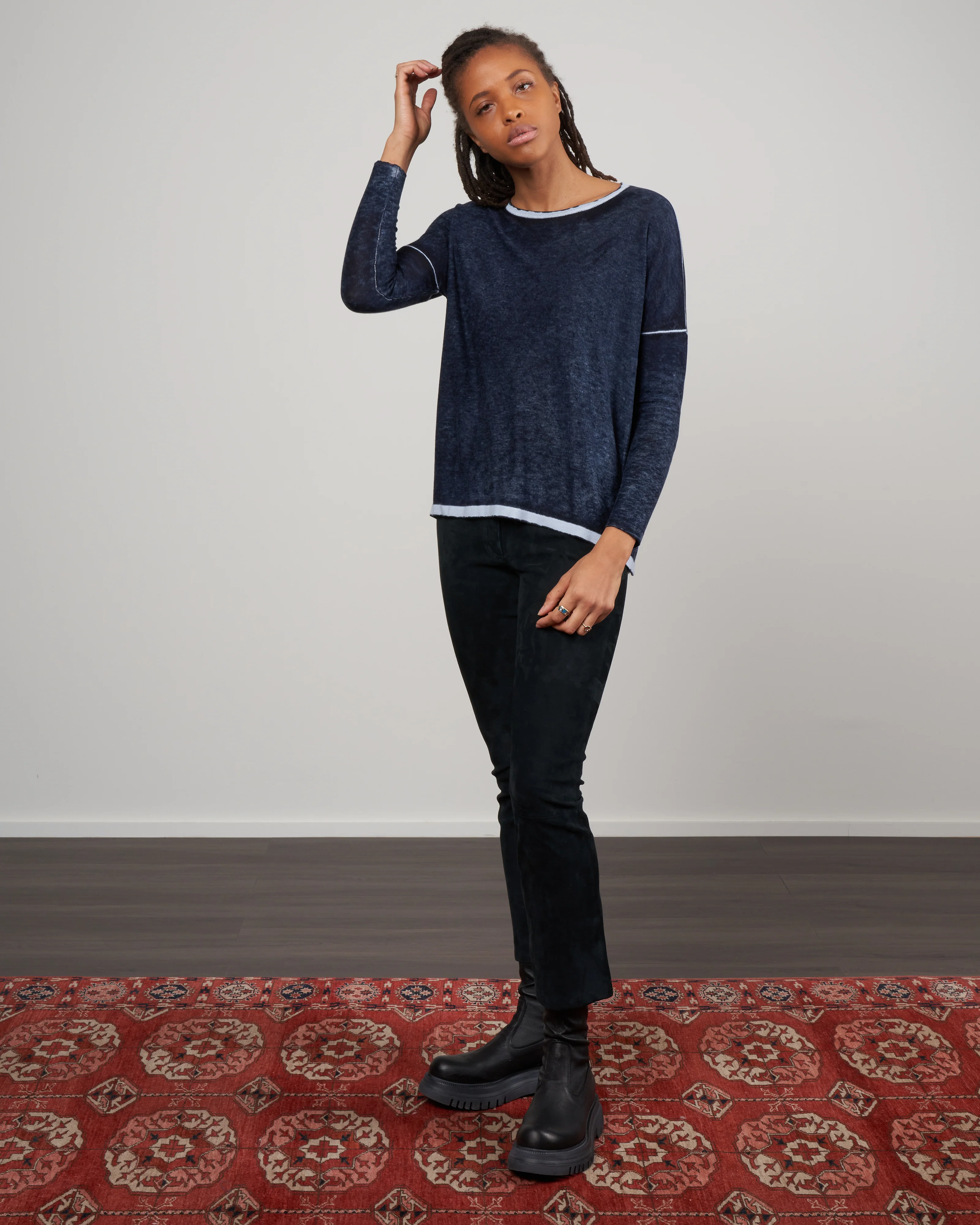overdyed boxy sweater - denim - Image 2
