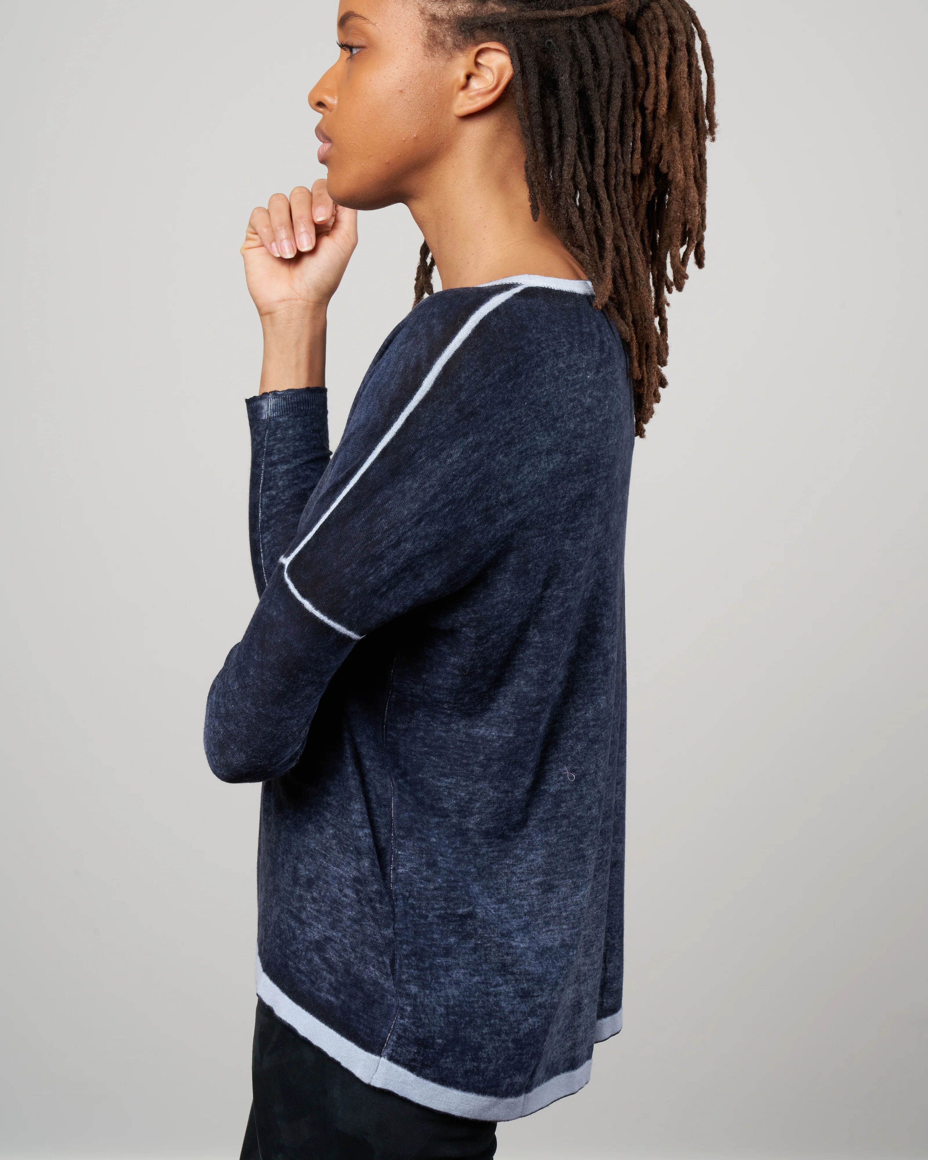 overdyed boxy sweater - denim - Image 3
