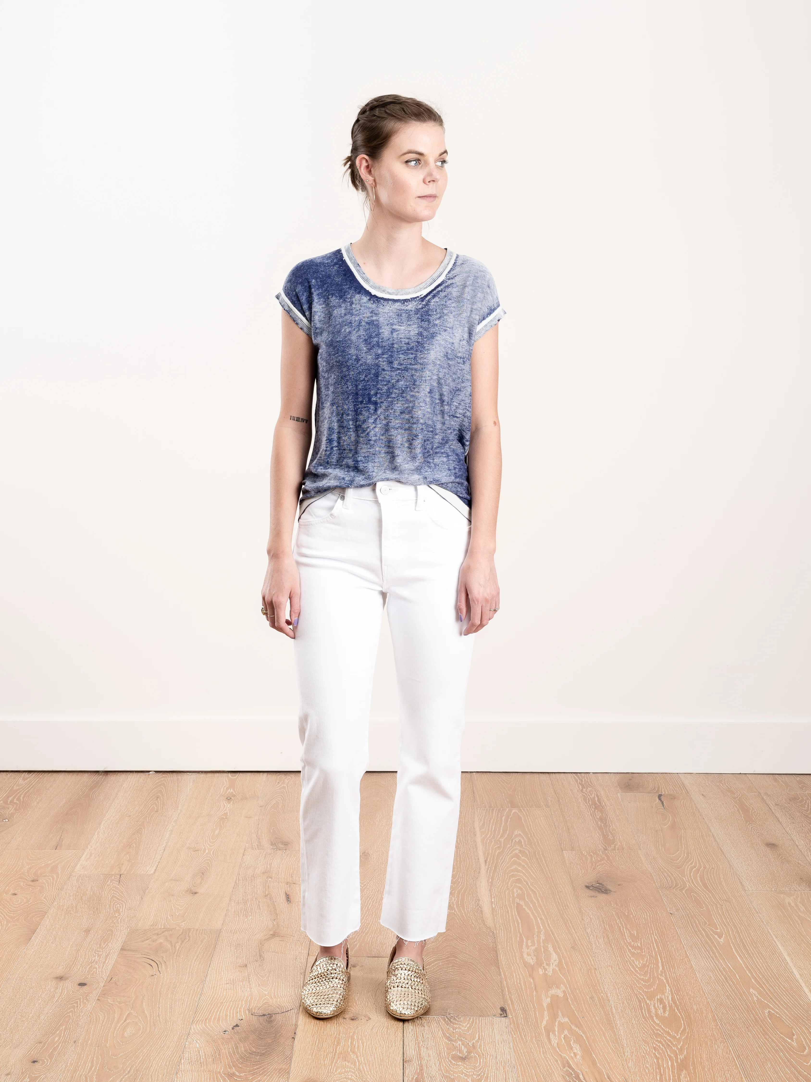 overdyed cap sleeve crew - cadet
