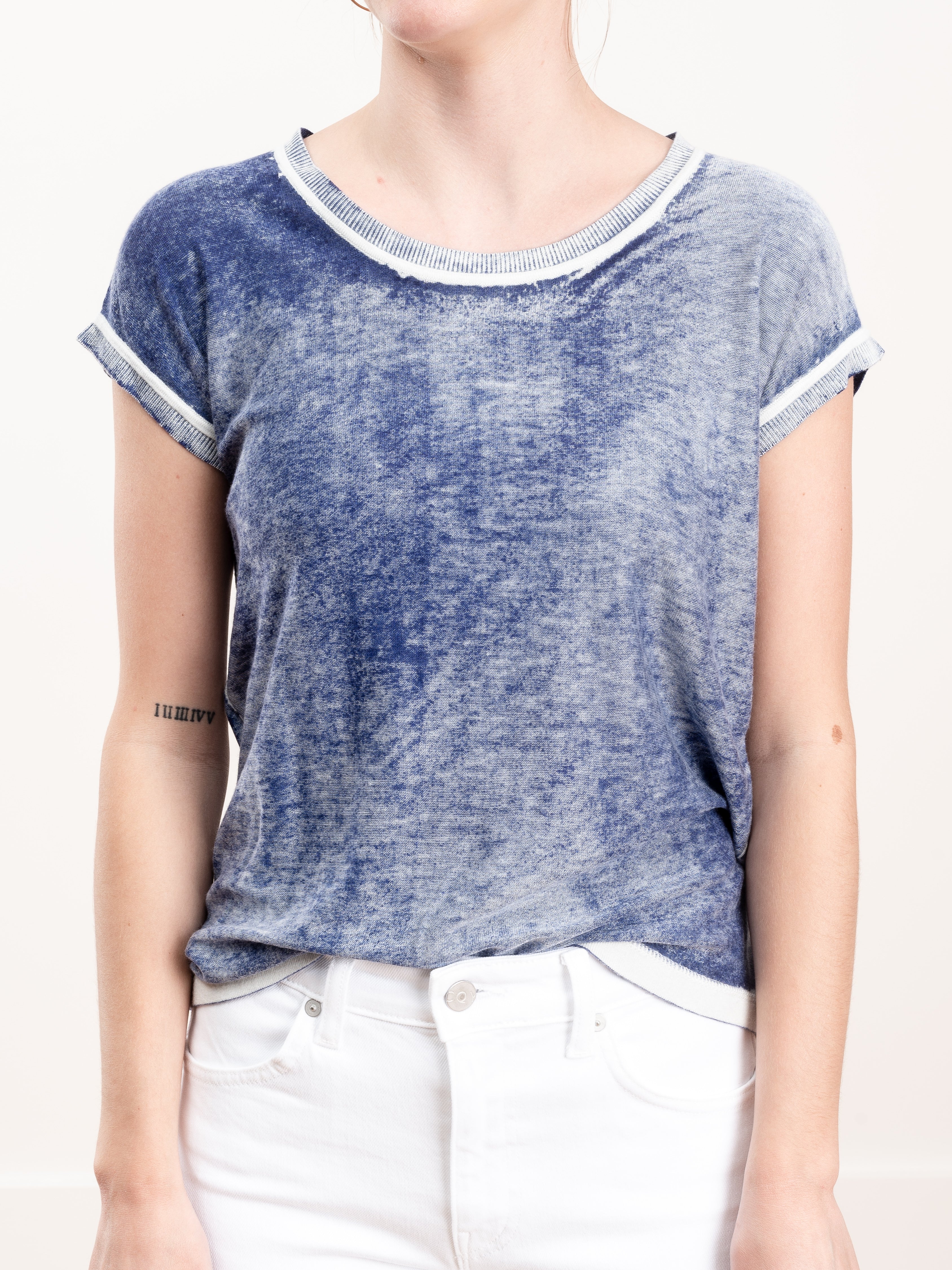 overdyed cap sleeve crew - cadet - Image 3