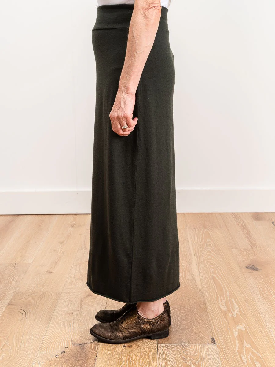 slim wool skirt - moss - Image 2