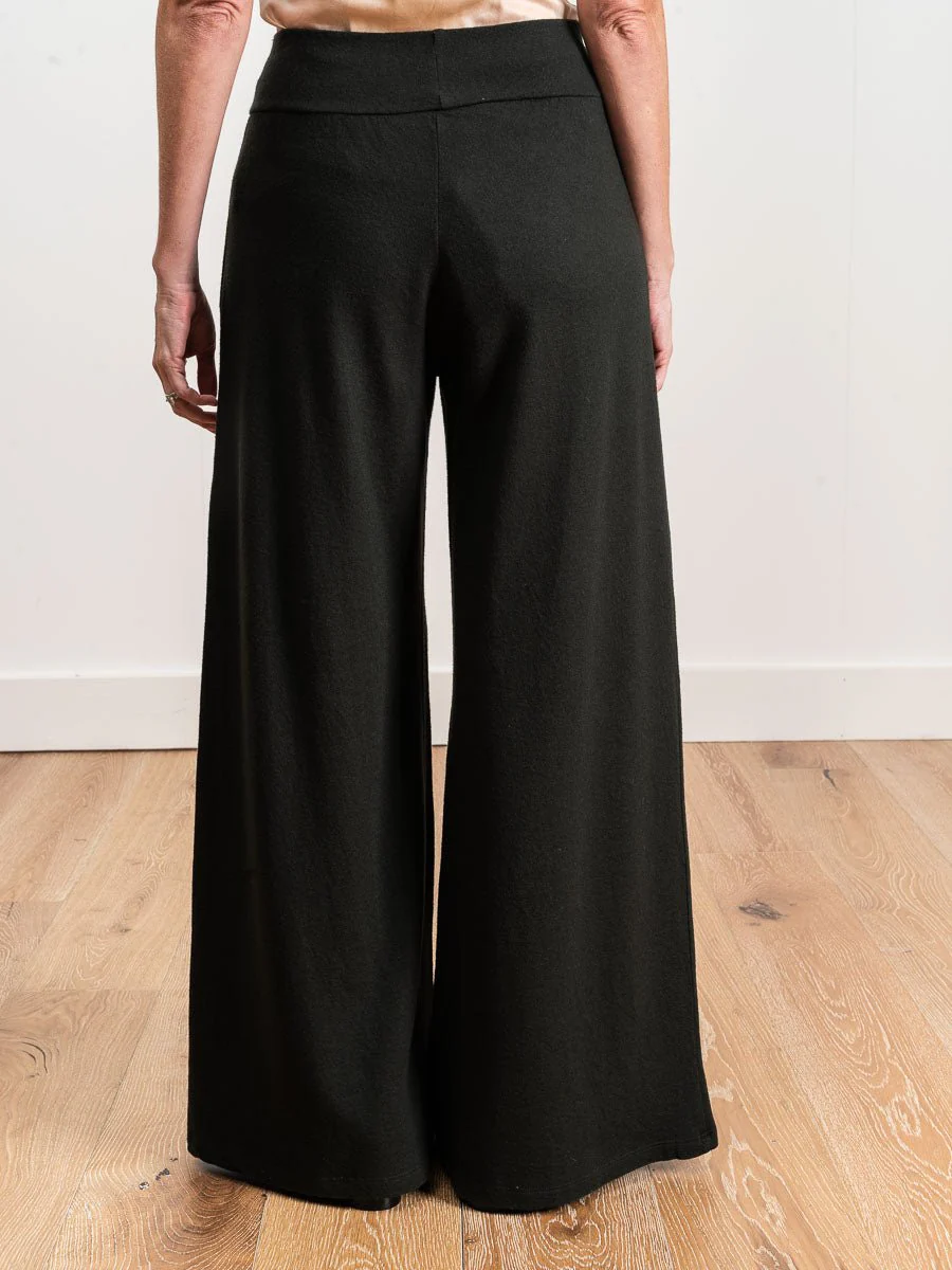 wide leg wool pant - muschio - Image 4