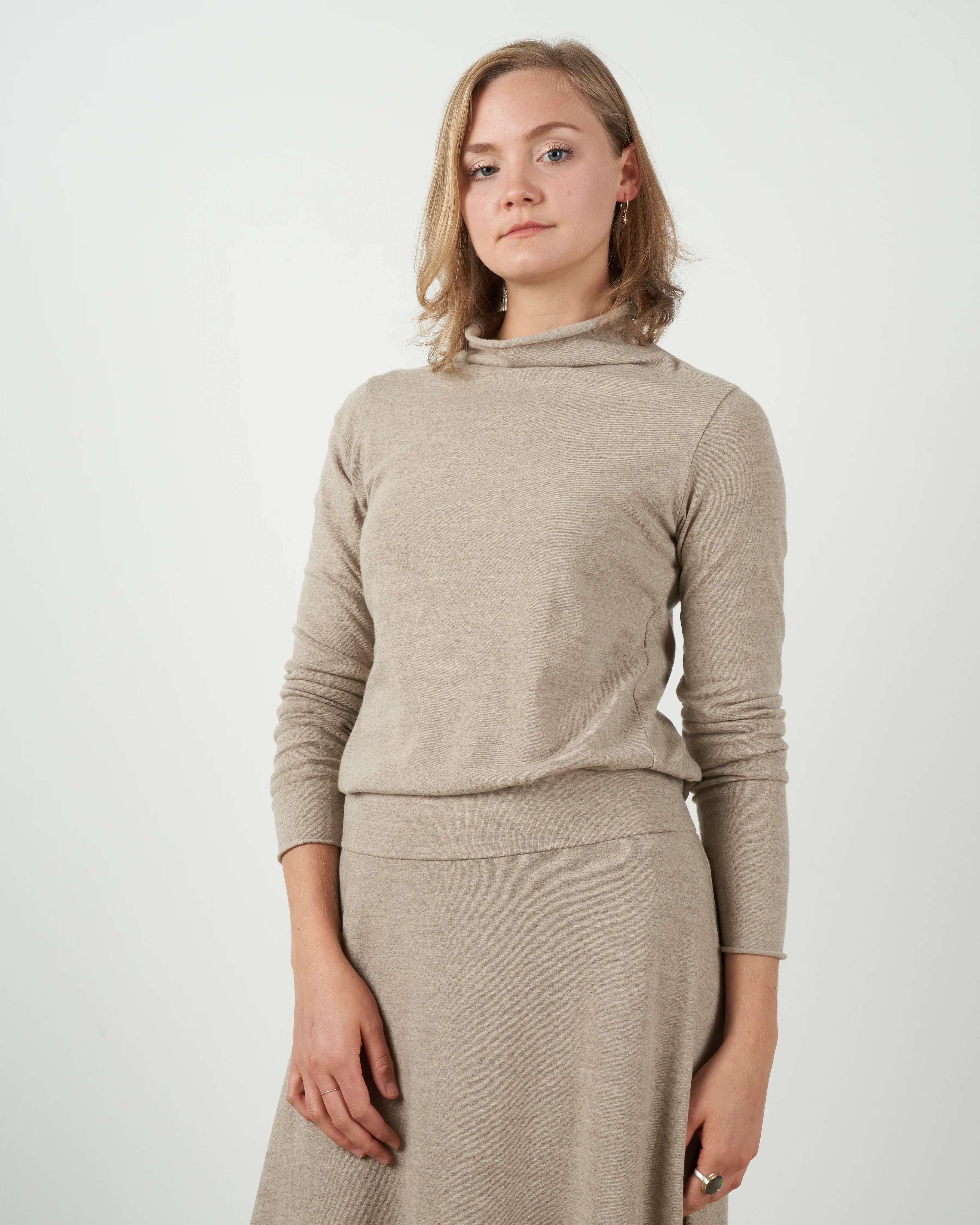 maglia vulcano charme rollneck top - nut