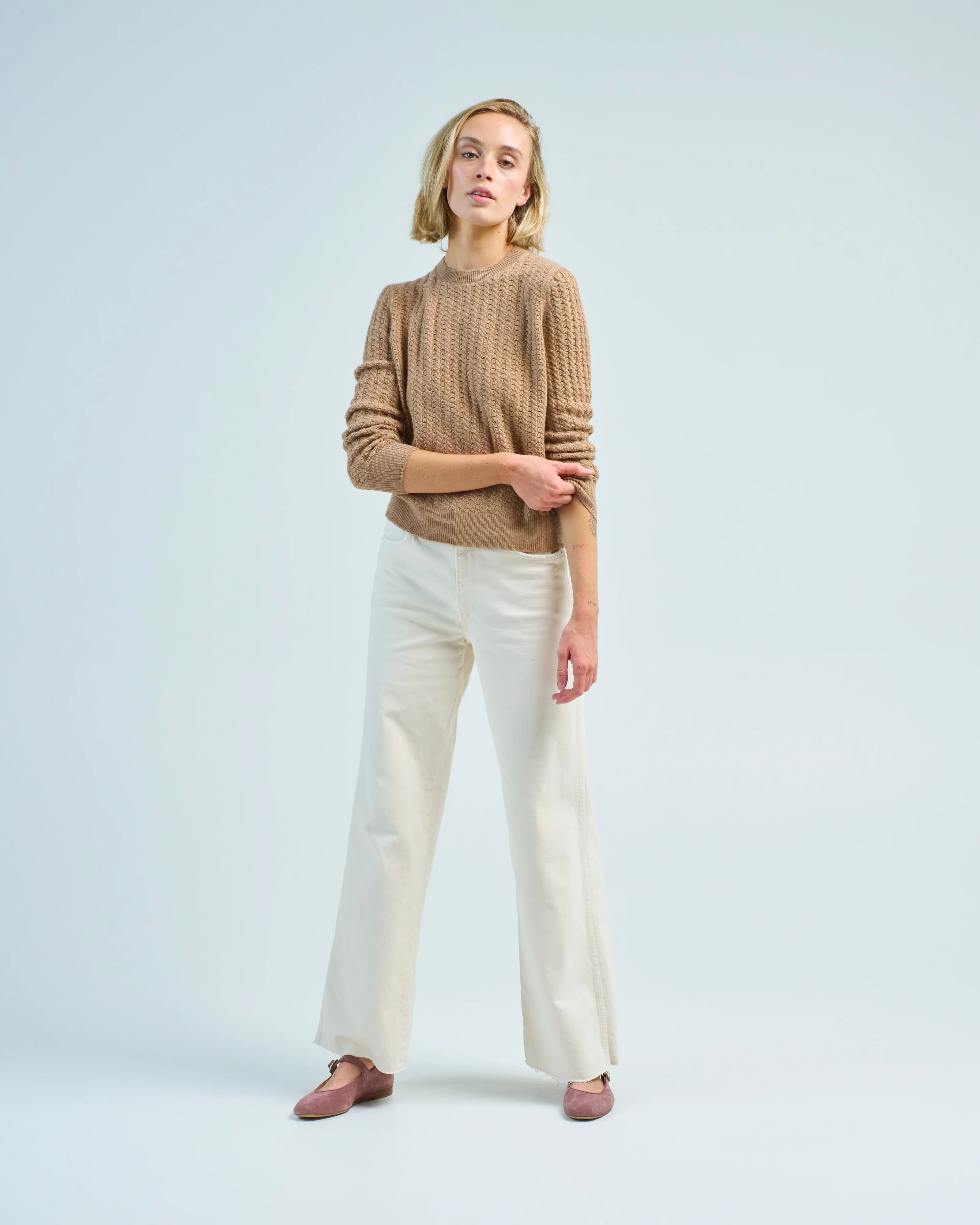 cabled crewneck pullover sweater - Image 2
