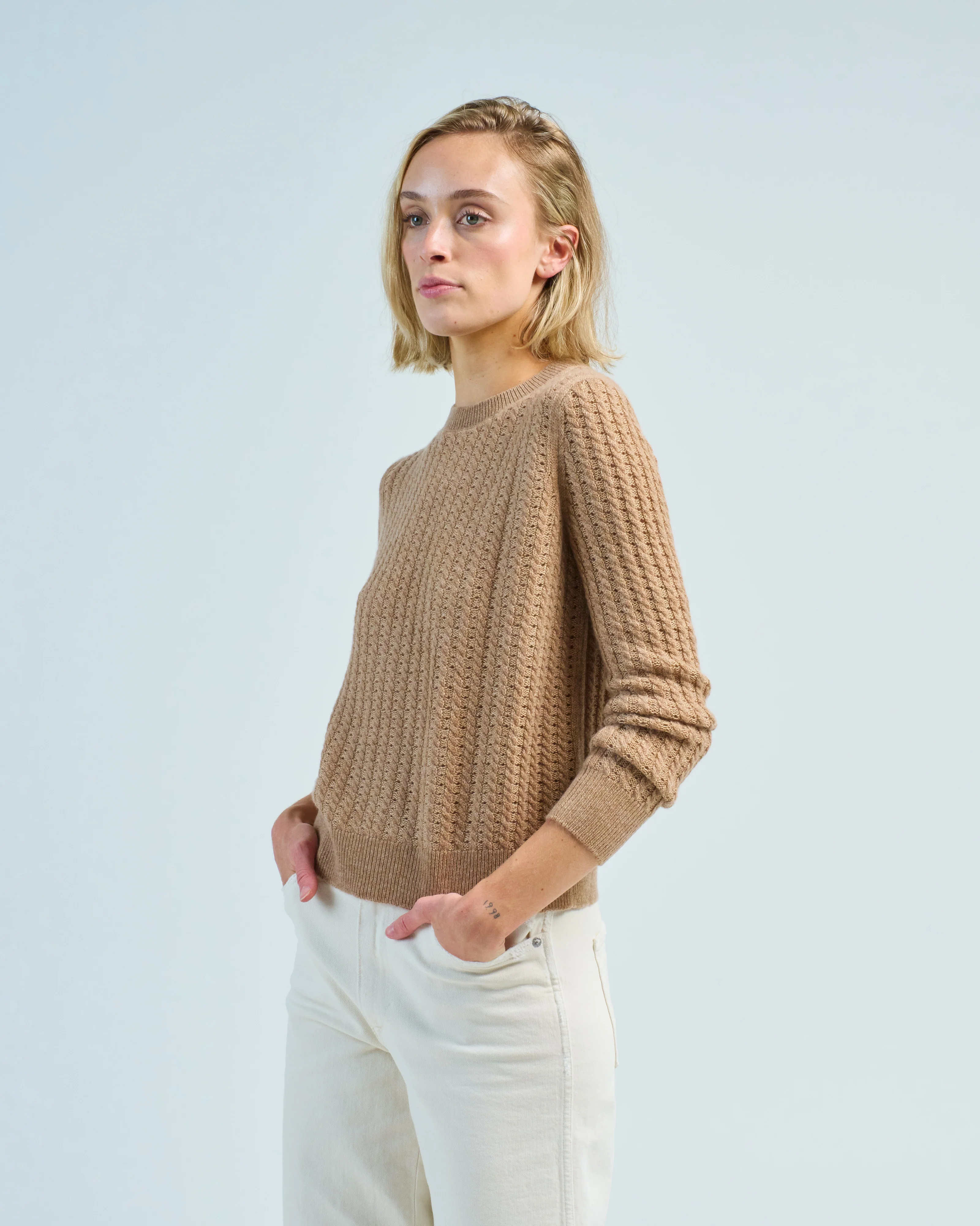 cabled crewneck pullover sweater - Image 3
