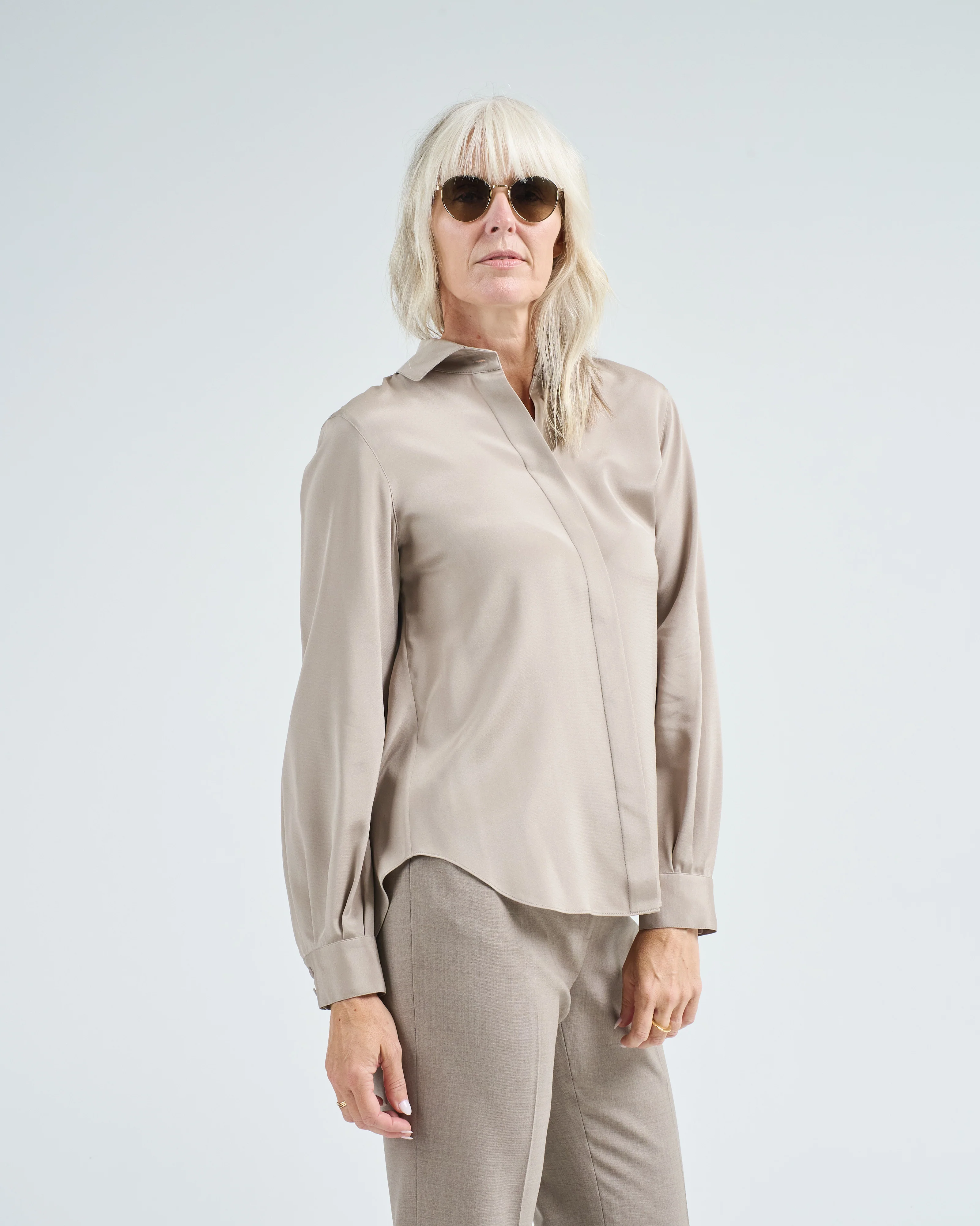 hidden button blouse w/ pleated back - Image 4