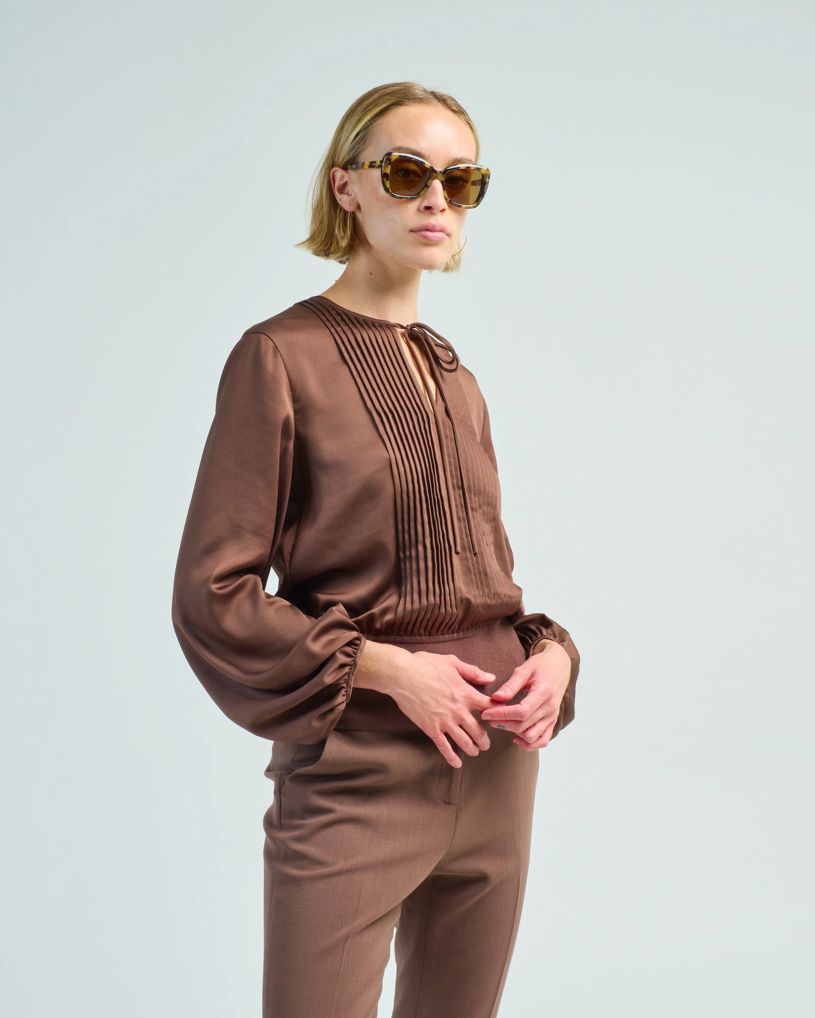 pintuck balloon sleeve blouse - Image 3