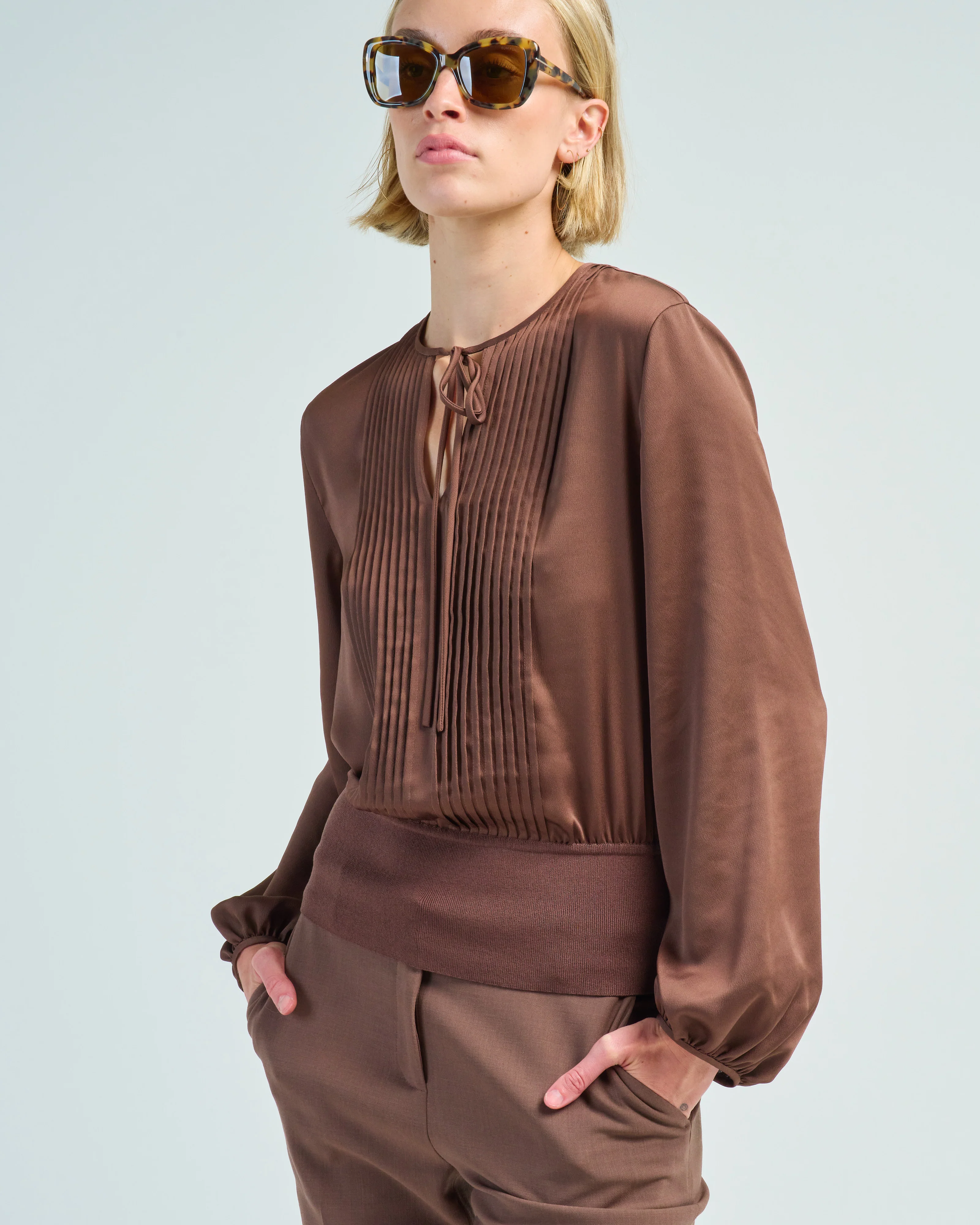 pintuck balloon sleeve blouse - Image 5