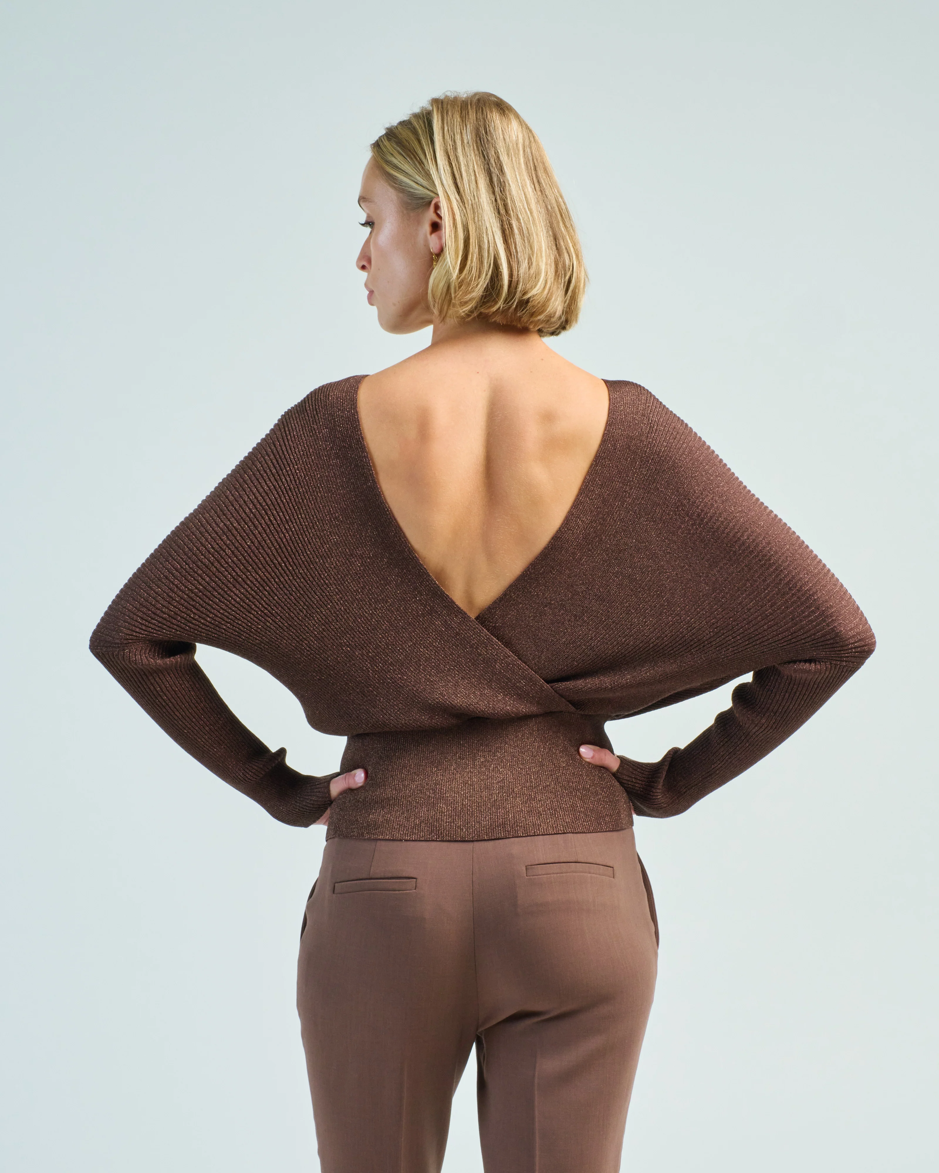 ribbed drop shoulder blouson sweater - Image 5