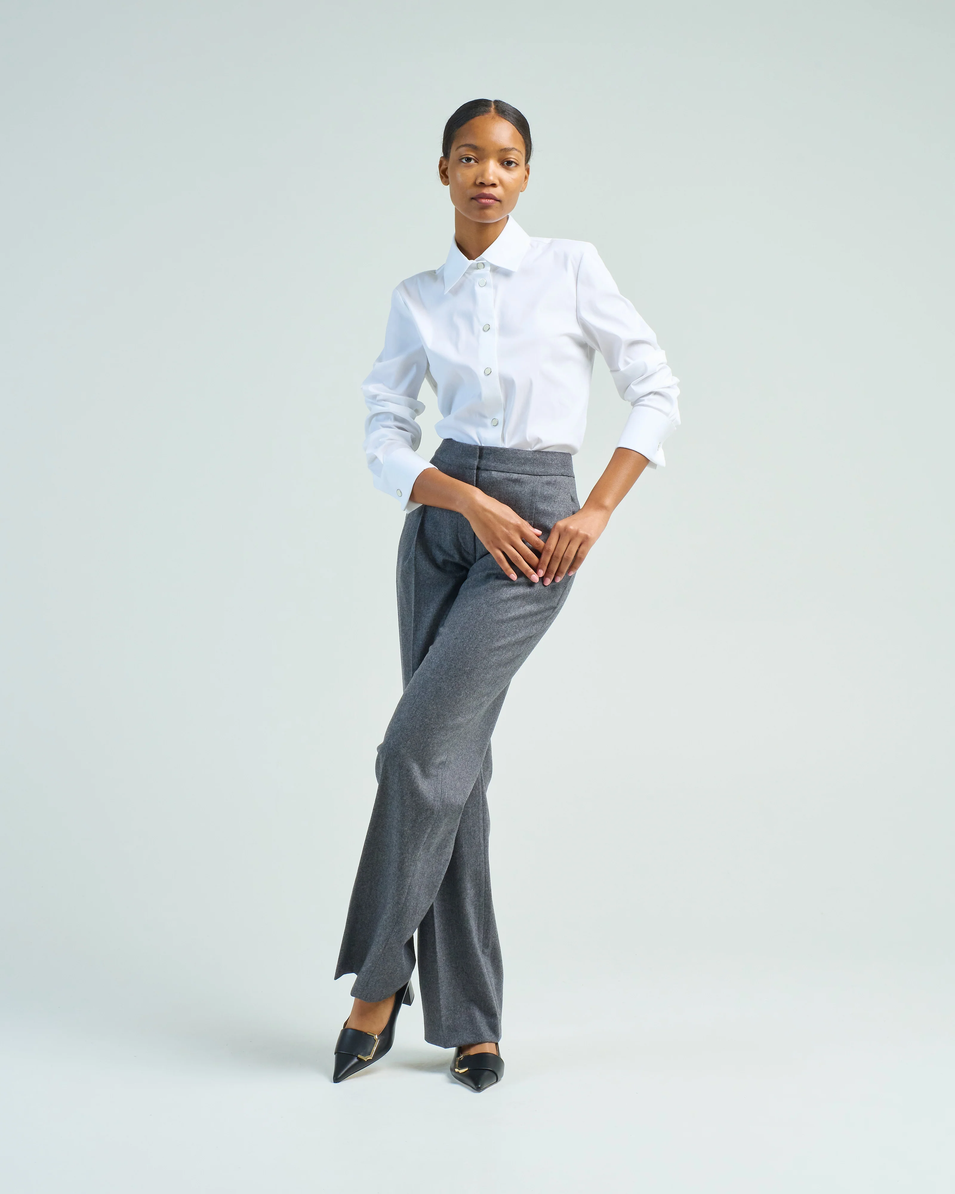 snap button front slim blouse - Image 3
