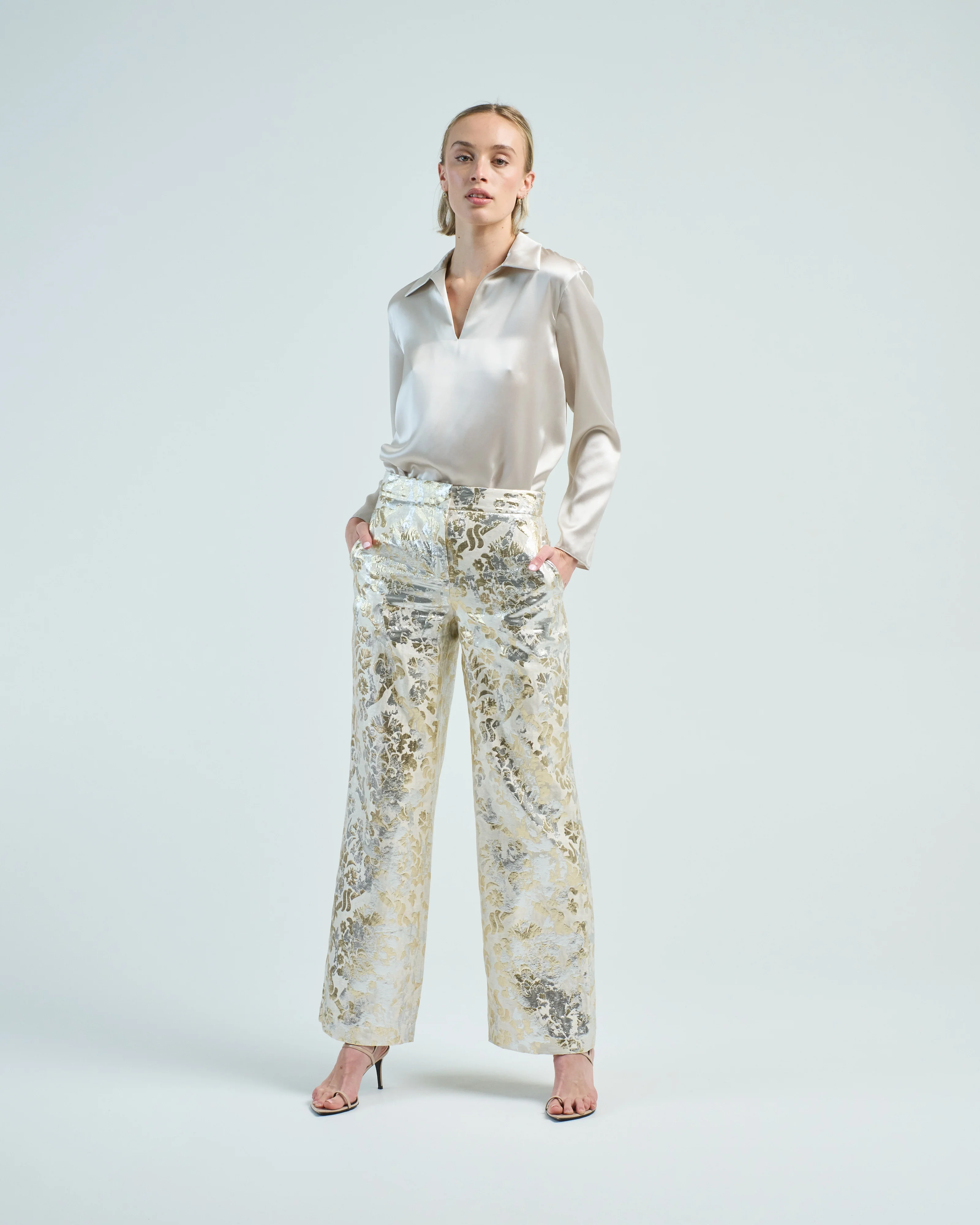 split collar popover blouse - Image 2