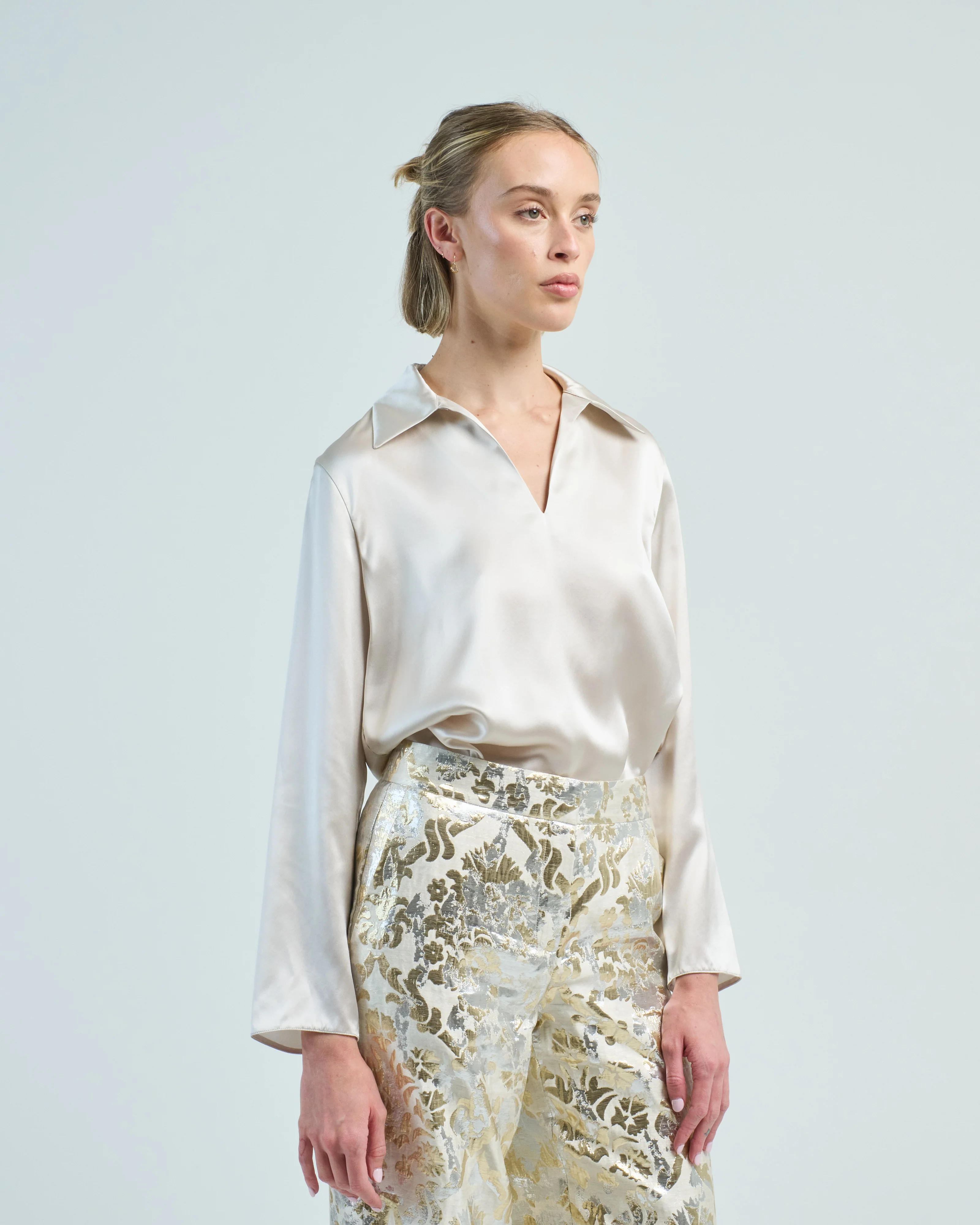split collar popover blouse - Image 3