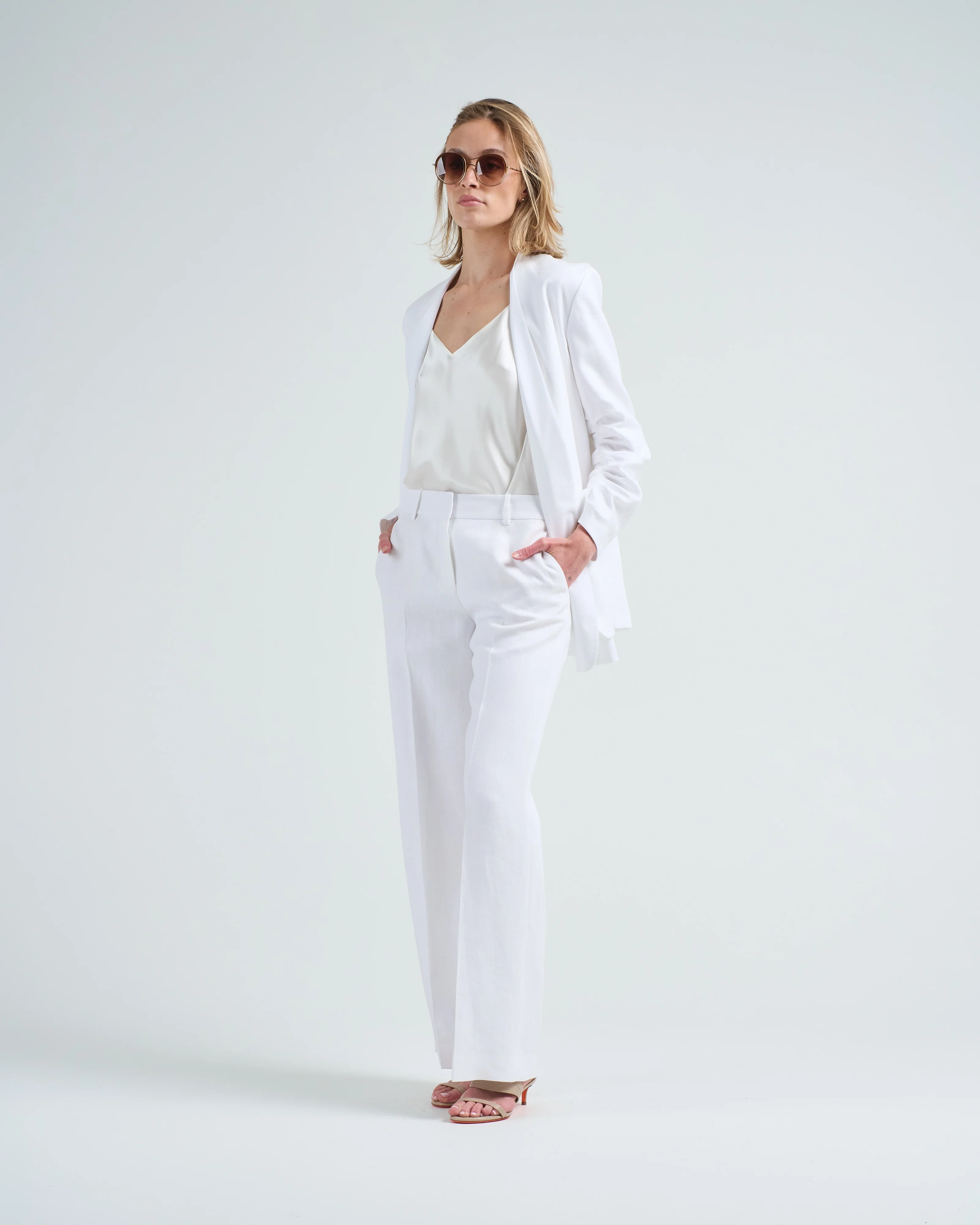 v-neck ruched sleeve blazer - Image 2