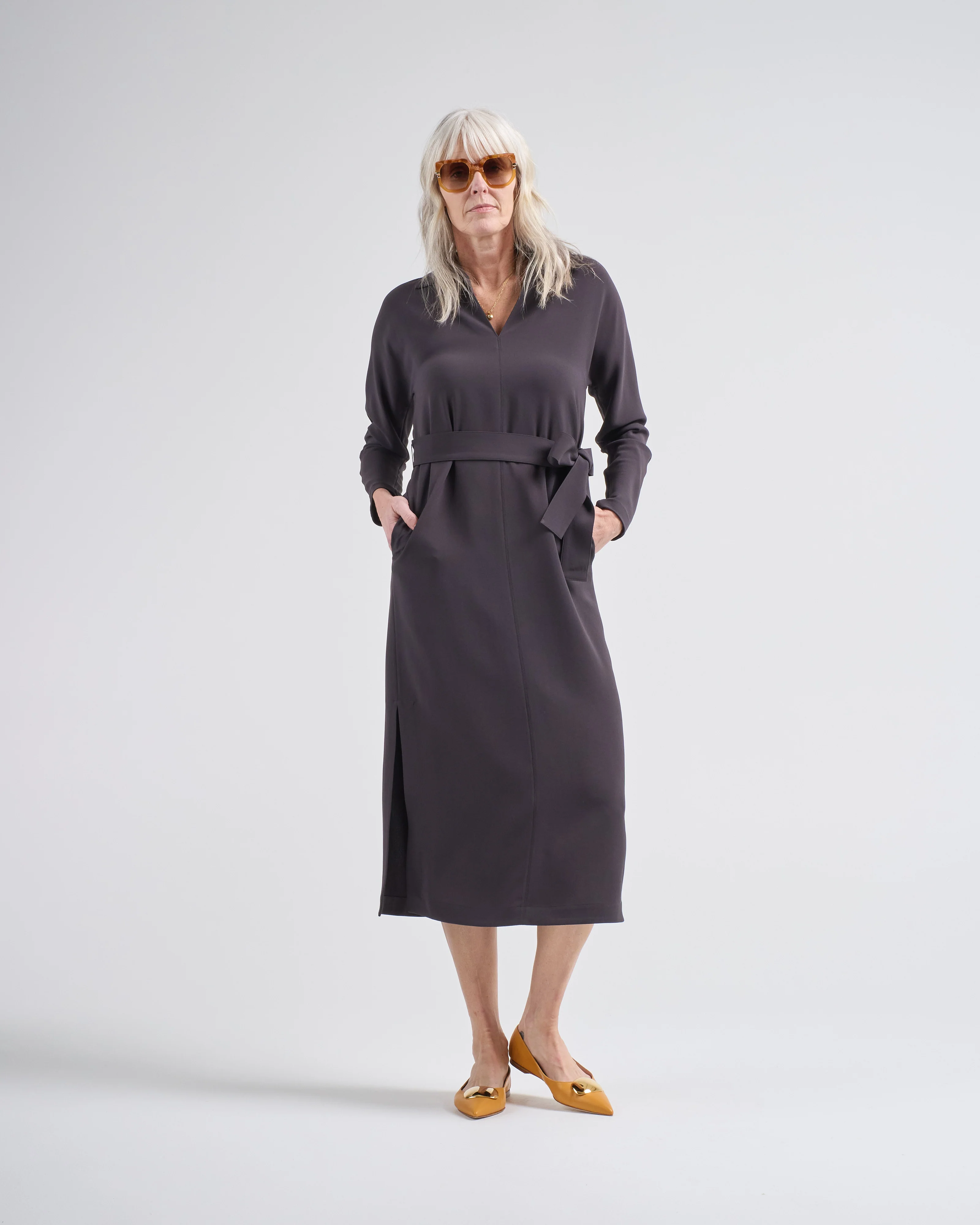 wide collar dolman sleeve dress - Image 2