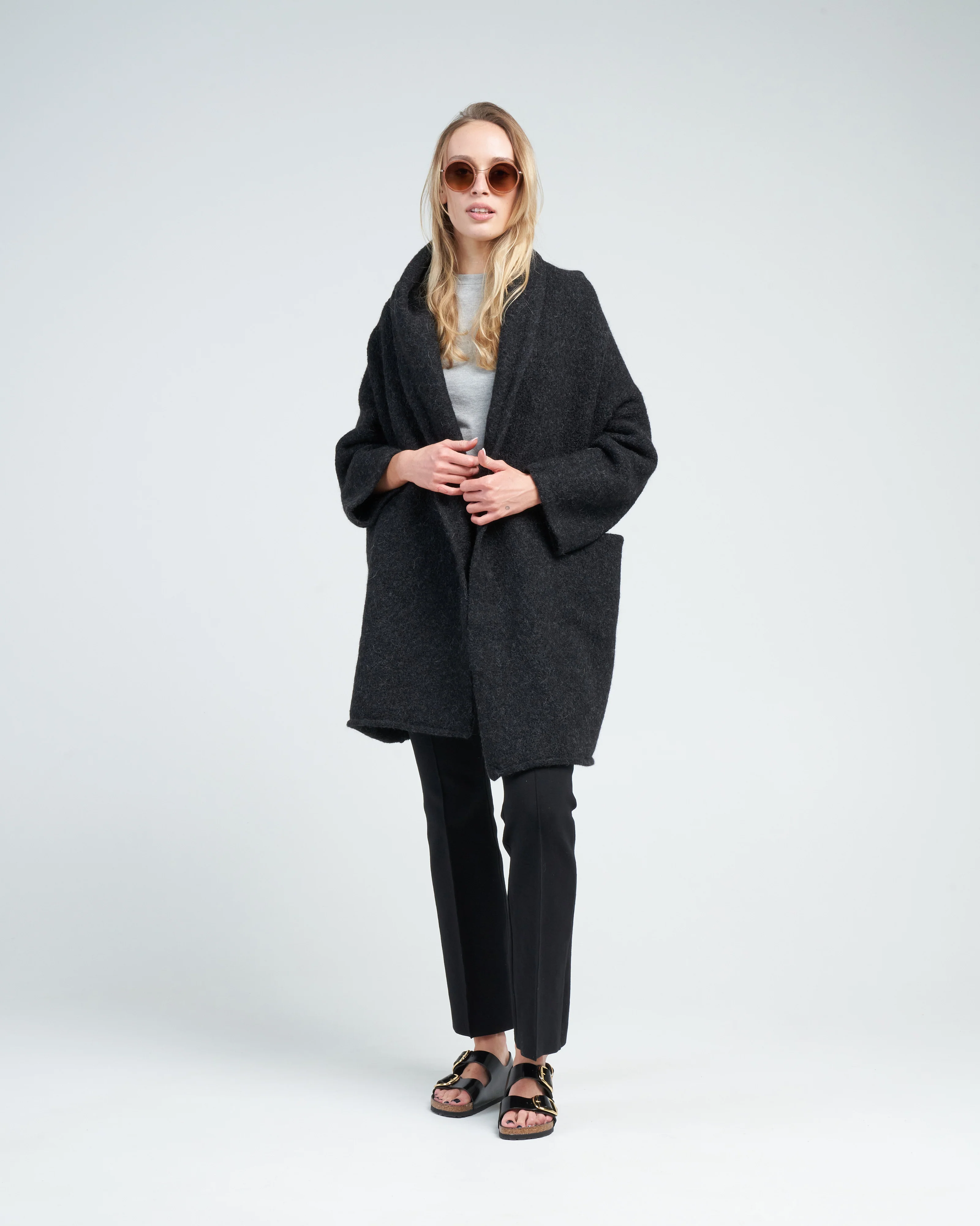 capote coat - black melange - Image 2