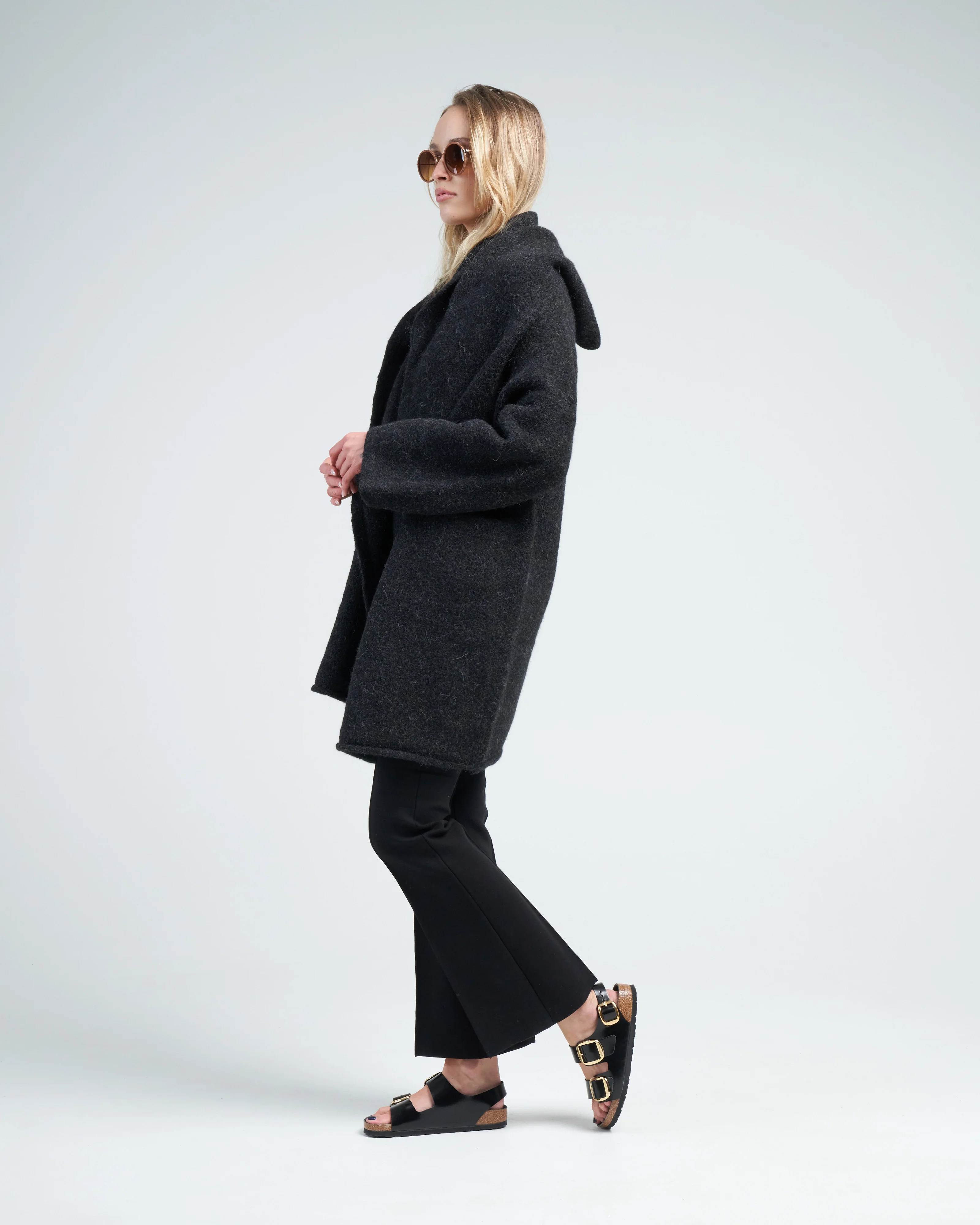 capote coat - black melange - Image 3