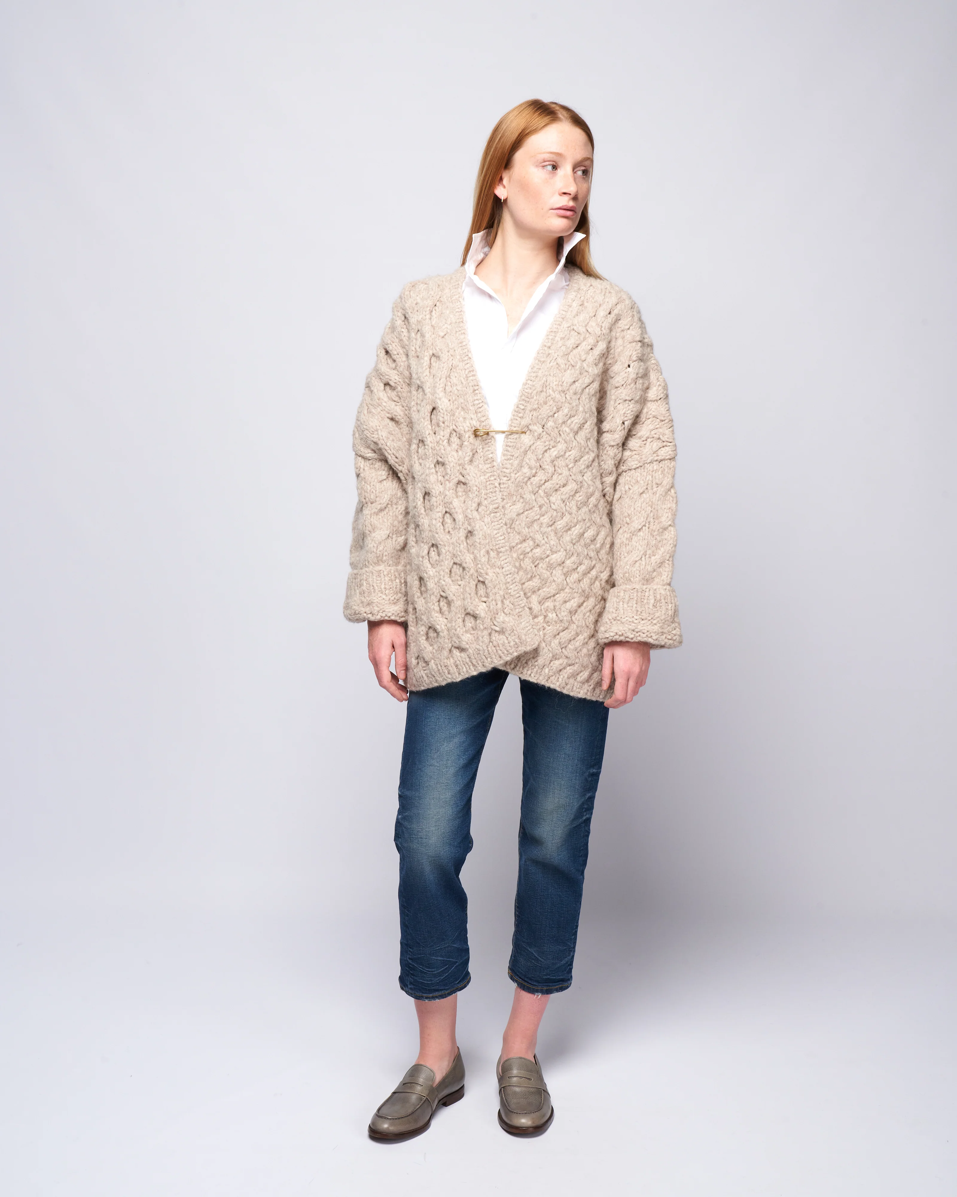 handknit aran cardigan - aspen - Image 2