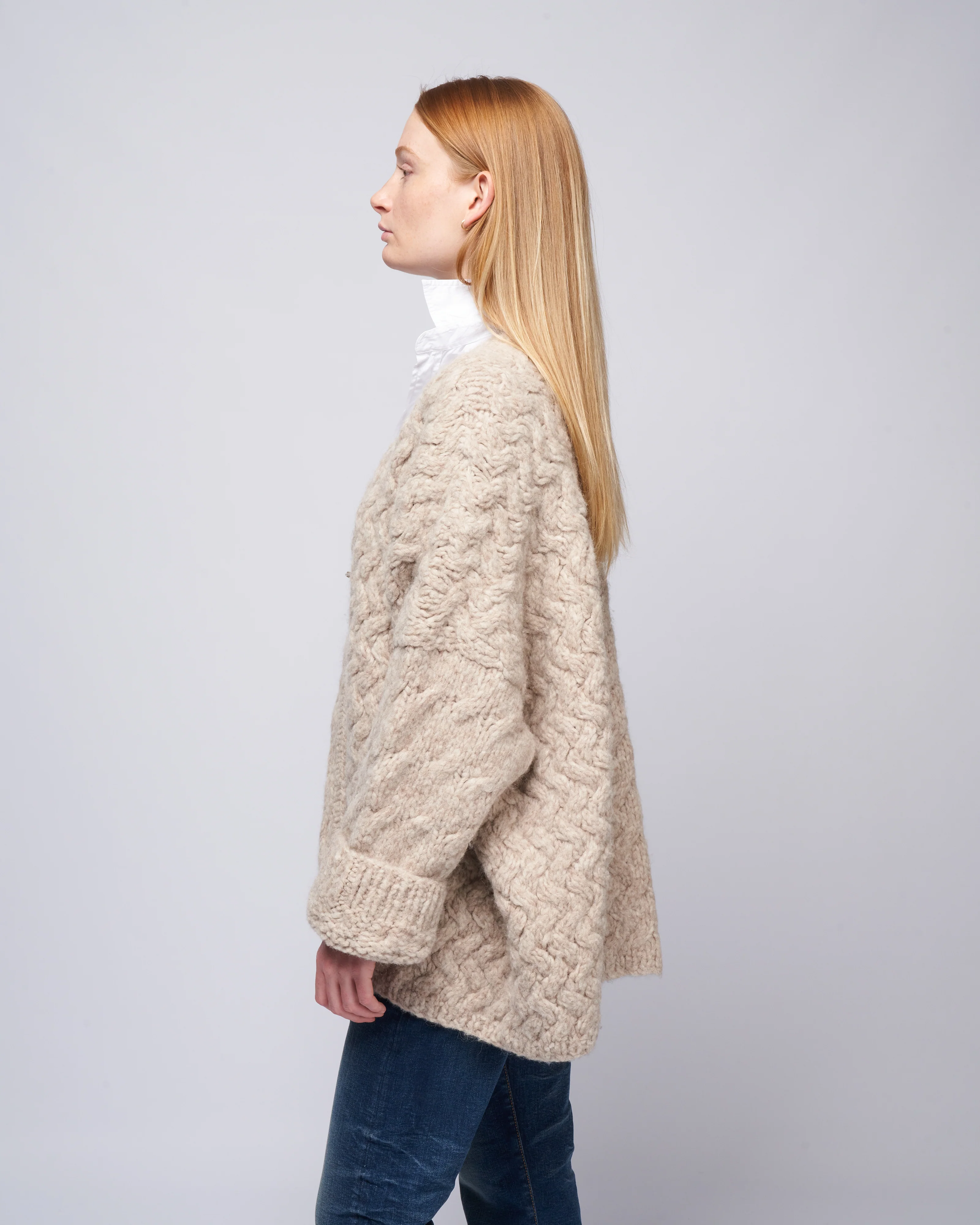 handknit aran cardigan - aspen - Image 3