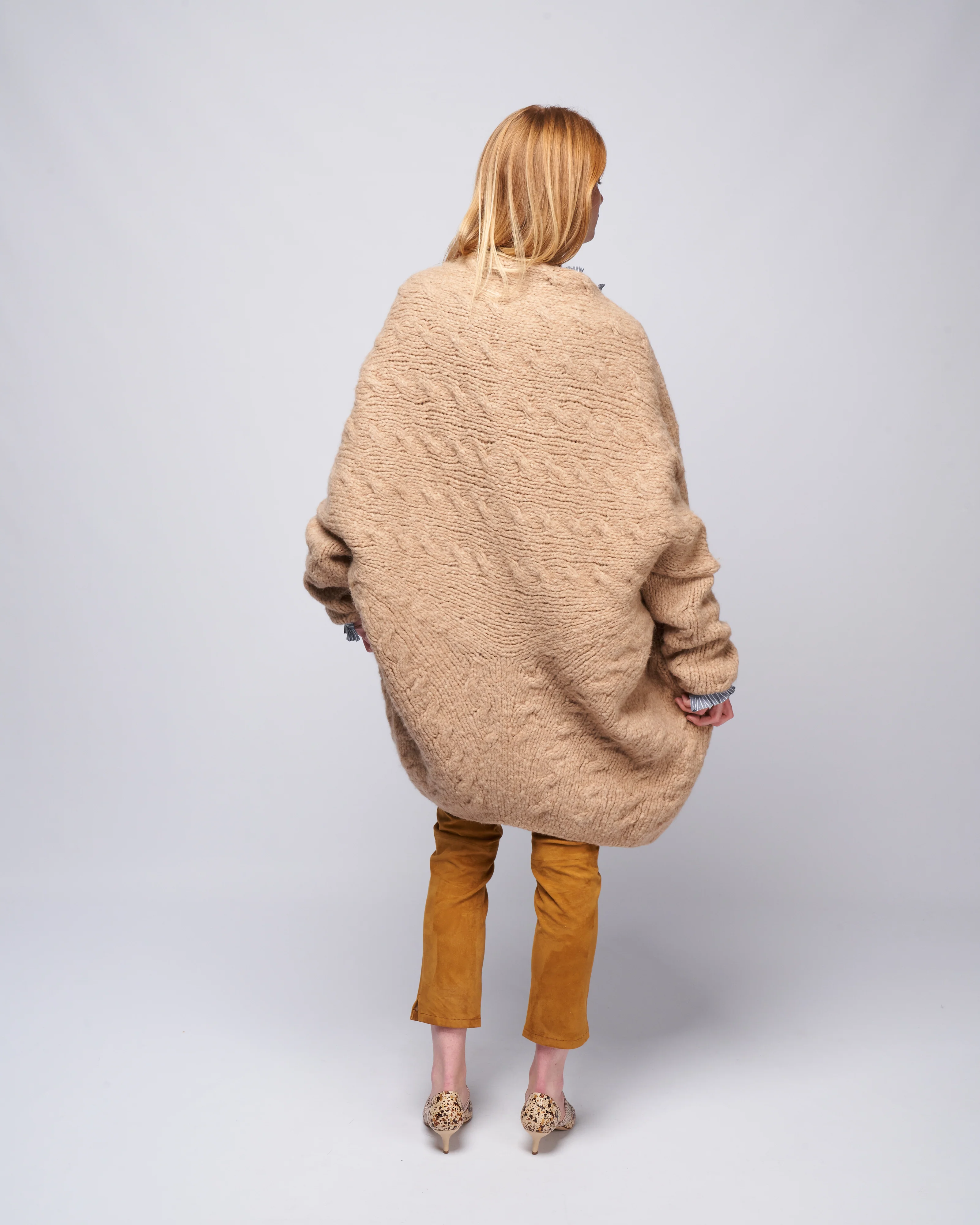 handknit cable cardigan - camel - Image 5