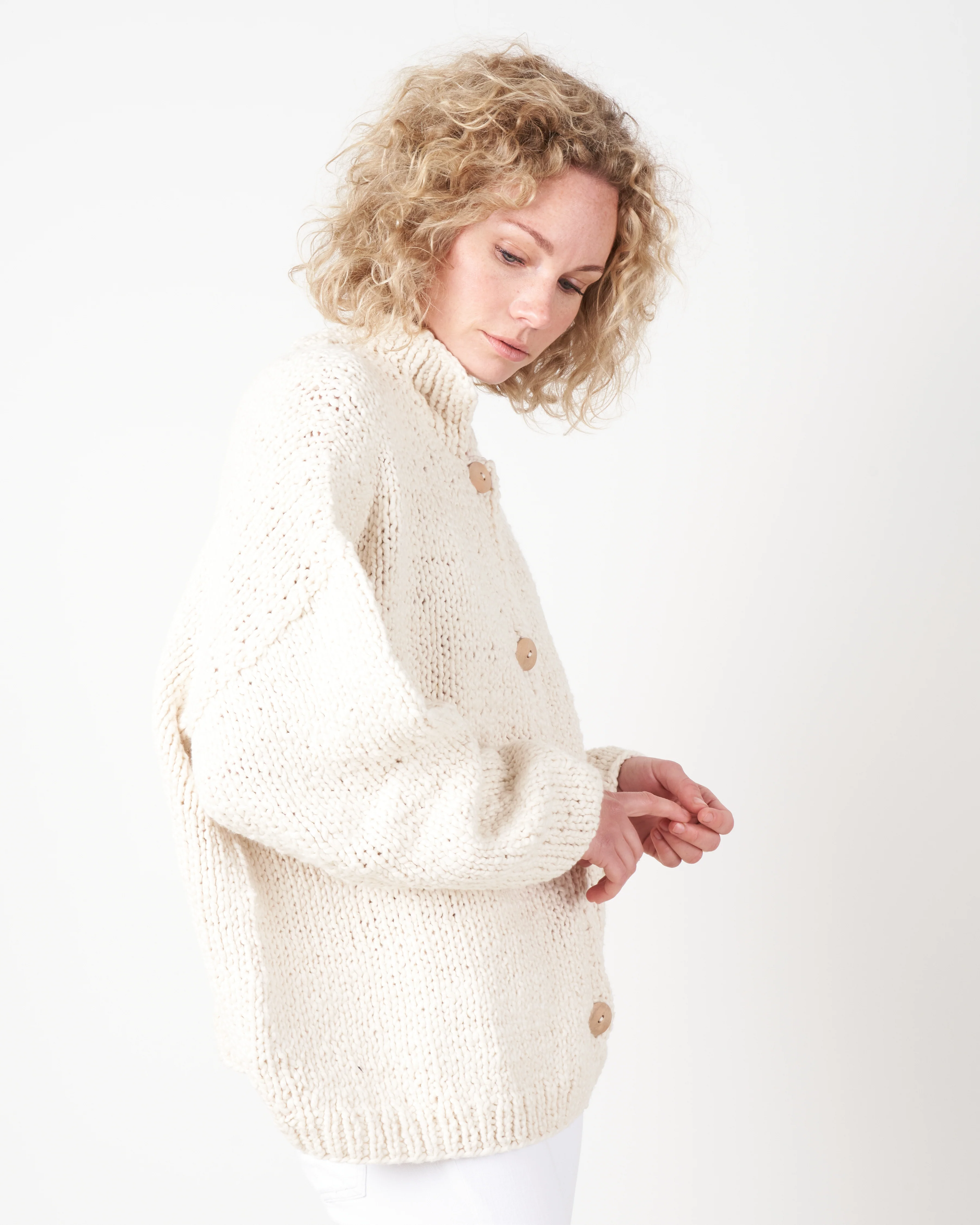 handknit collar cardigan - roving - Image 2