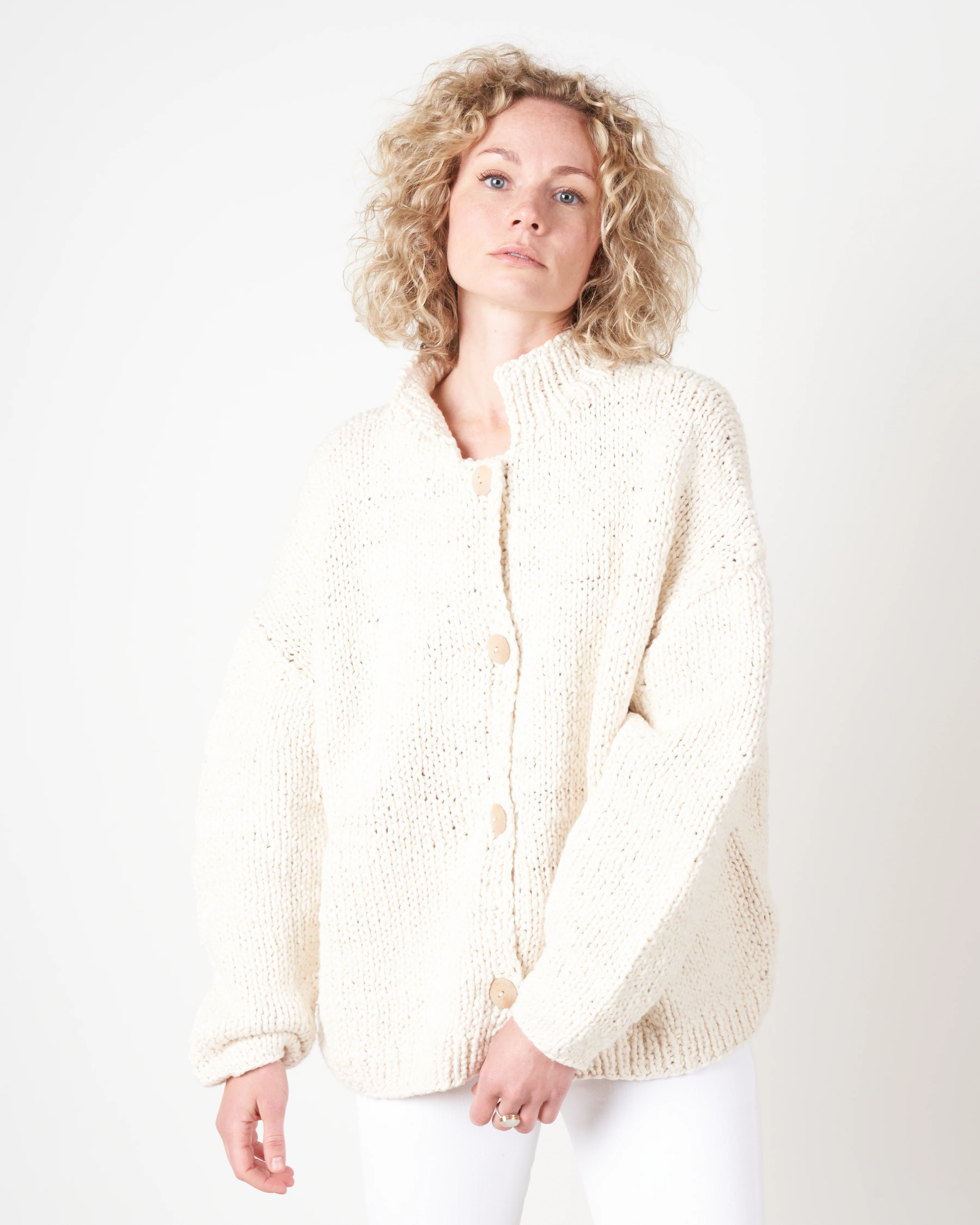 handknit collar cardigan - roving - Image 3
