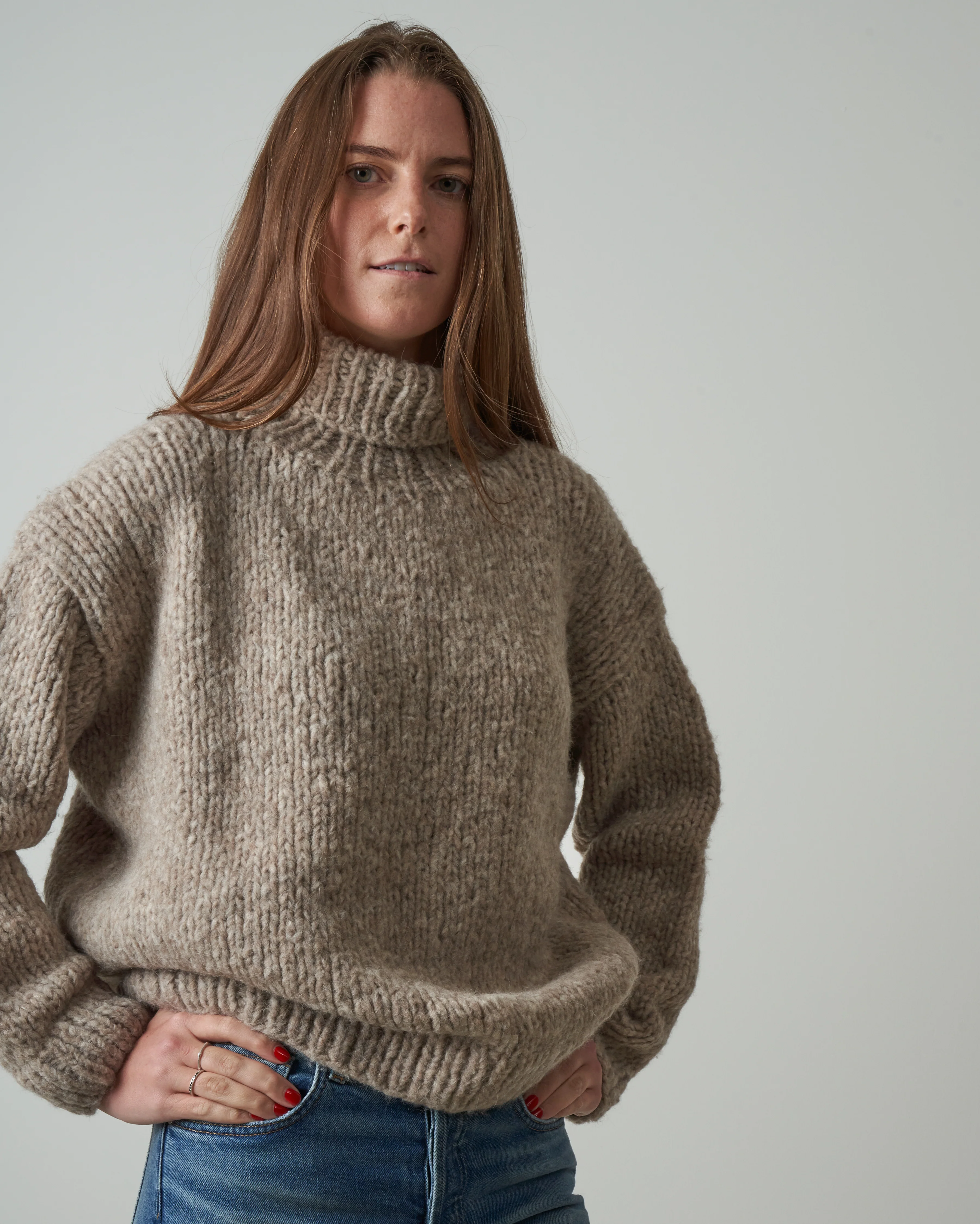 handknit new turtleneck - mouse melange - Image 2
