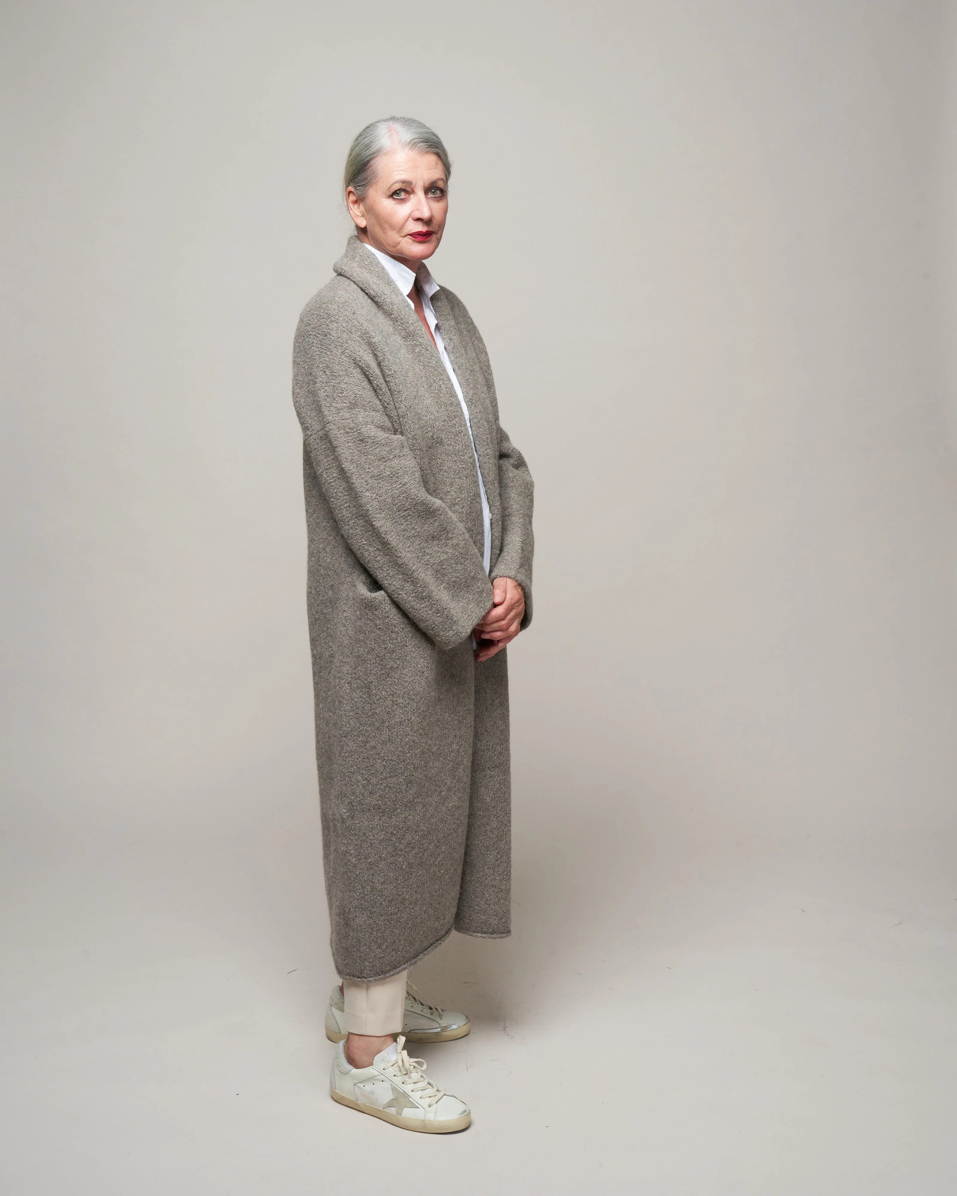 long shawl cardigan - rock - Image 2