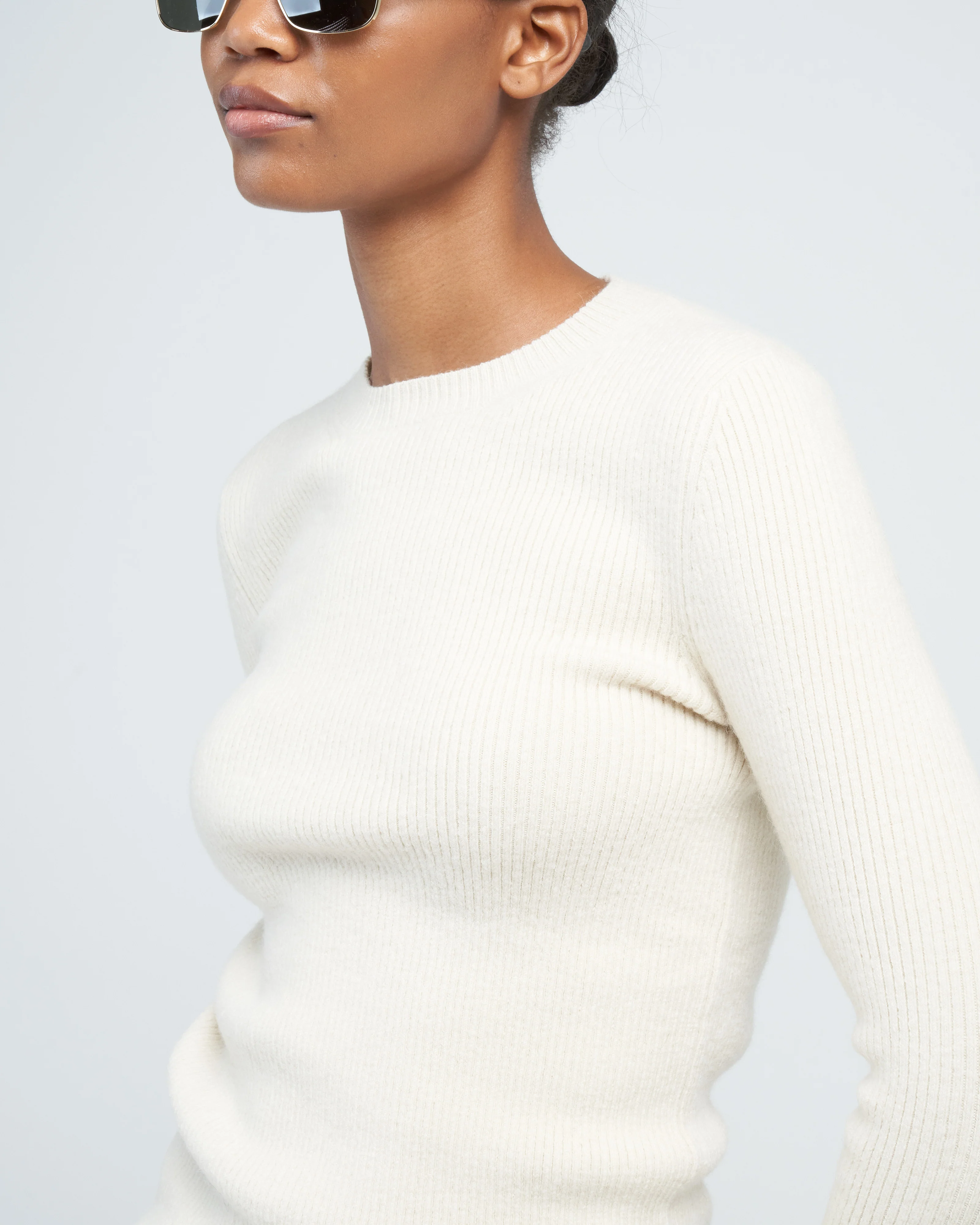 rib 3/4 crewneck - raw white - Image 2