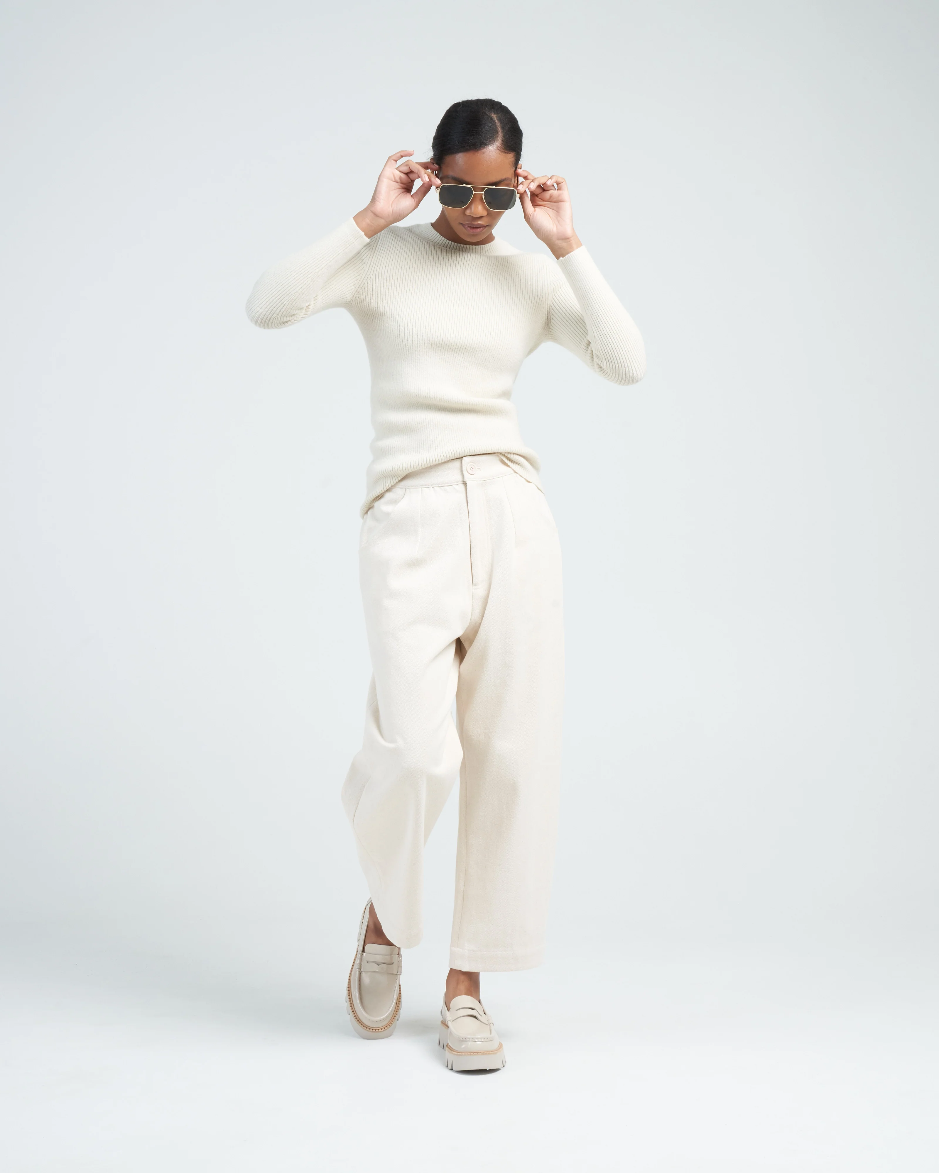 rib 3/4 crewneck - raw white - Image 3
