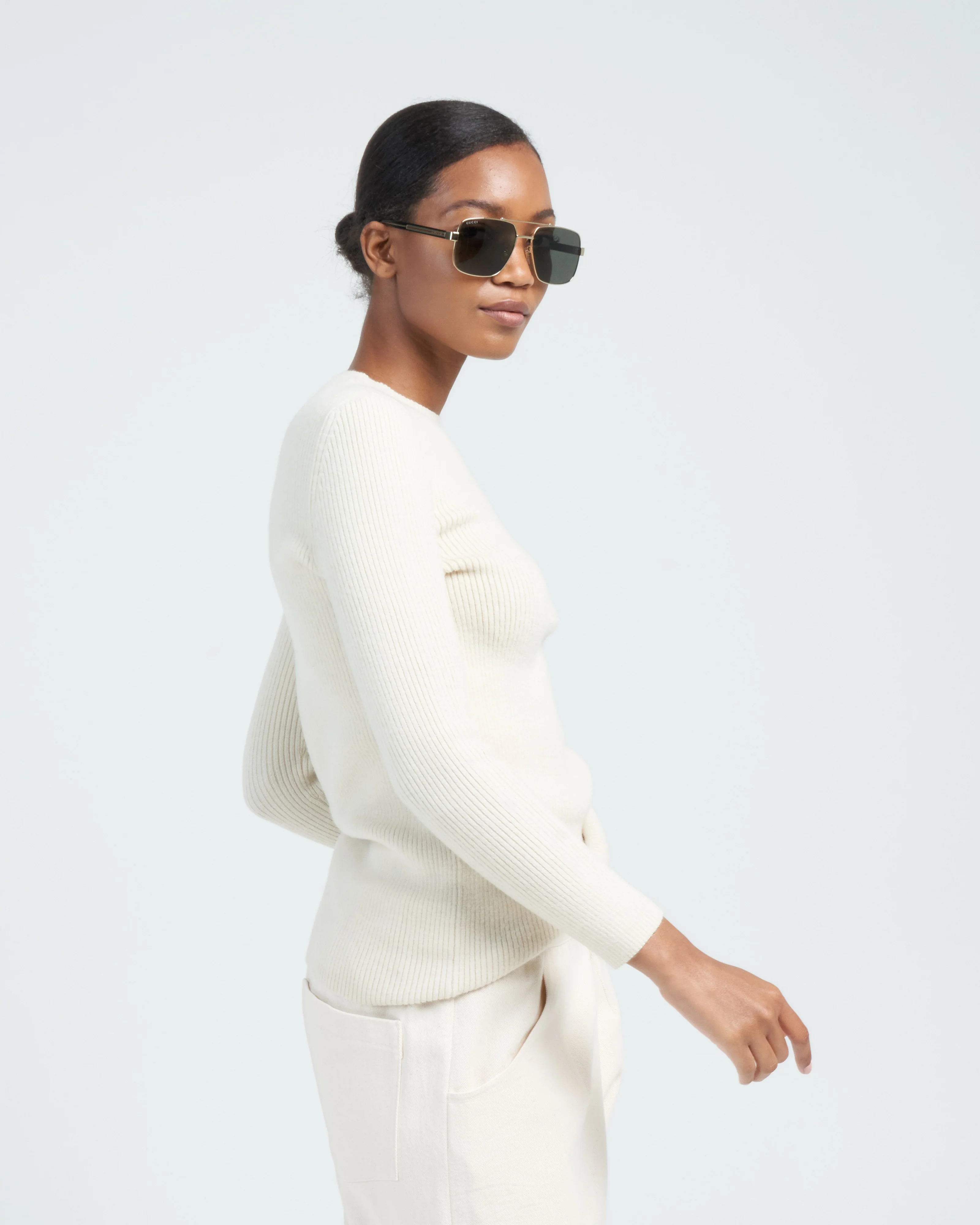 rib 3/4 crewneck - raw white - Image 4