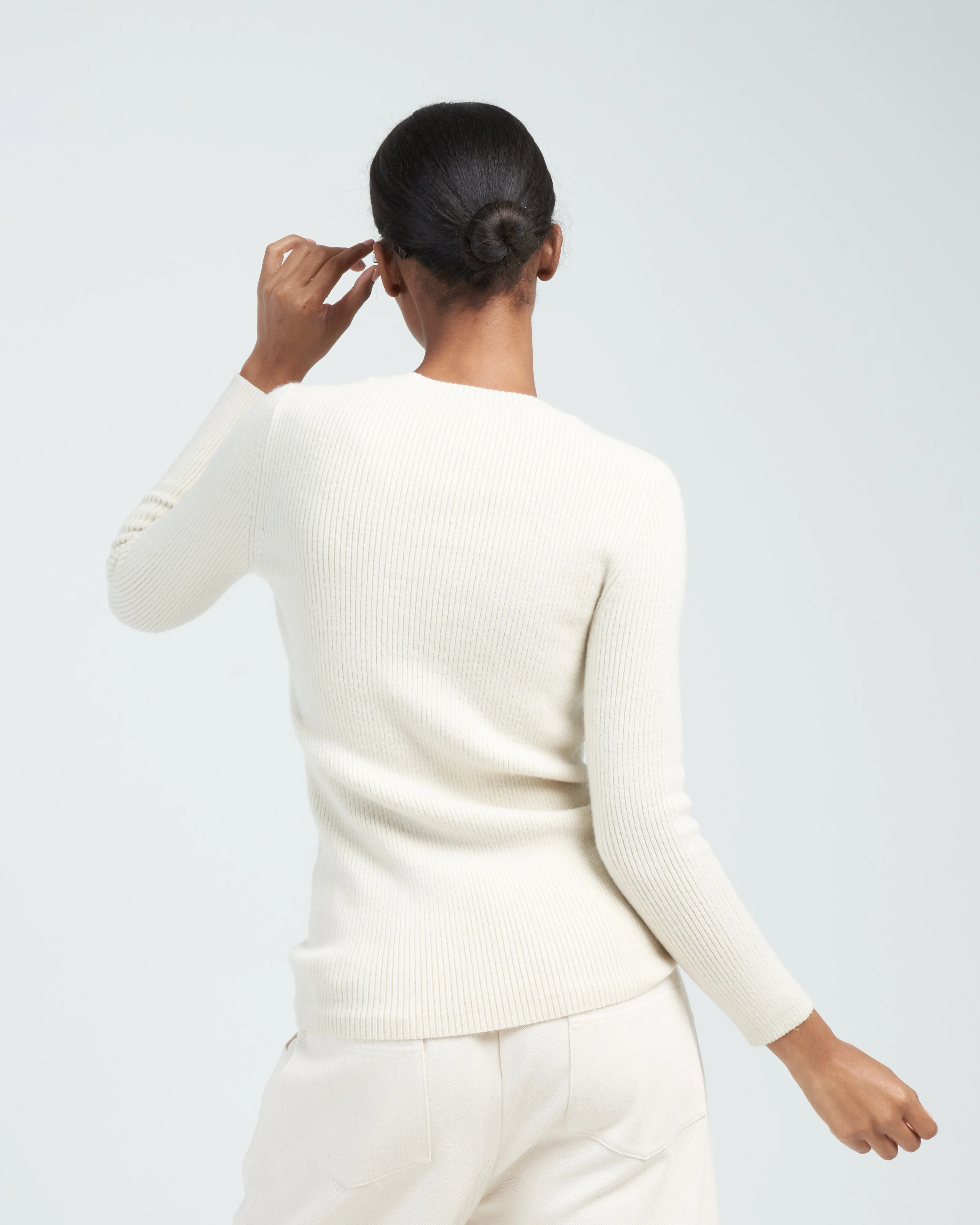 rib 3/4 crewneck - raw white - Image 5