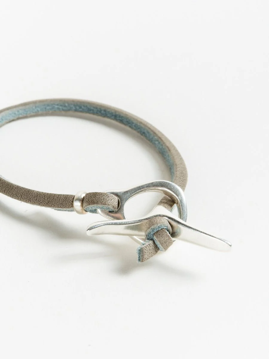 leather bracelet – grey - Image 2