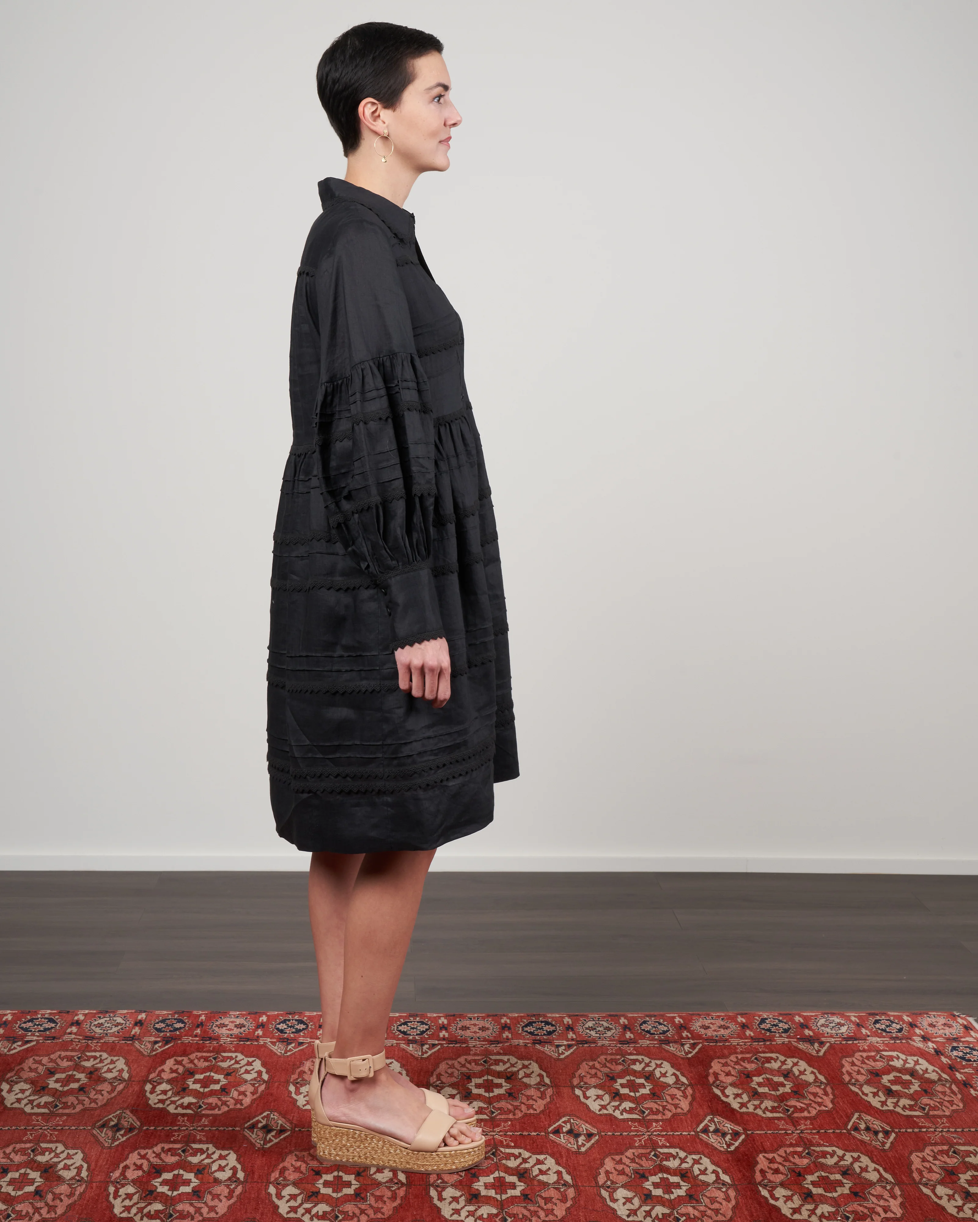 camila balloon sleeve dress - black - Image 2