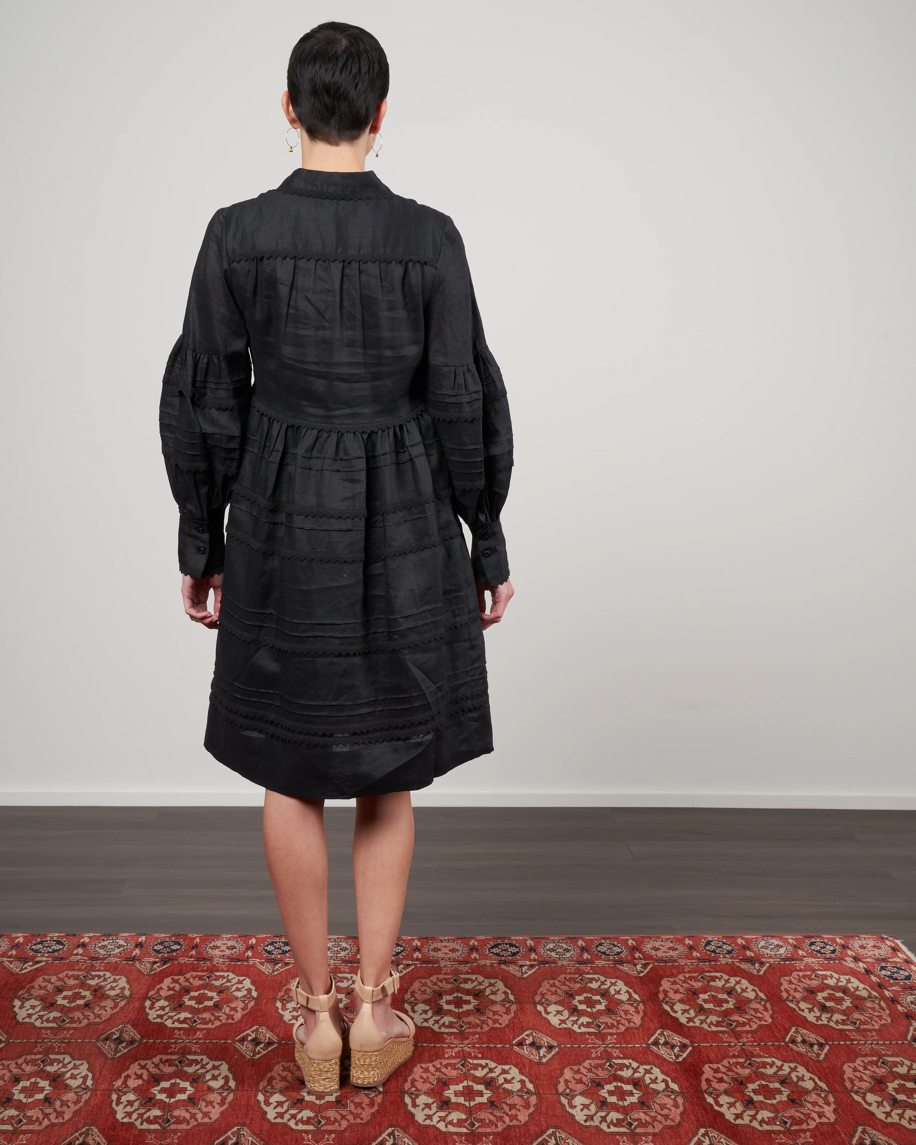camila balloon sleeve dress - black - Image 3