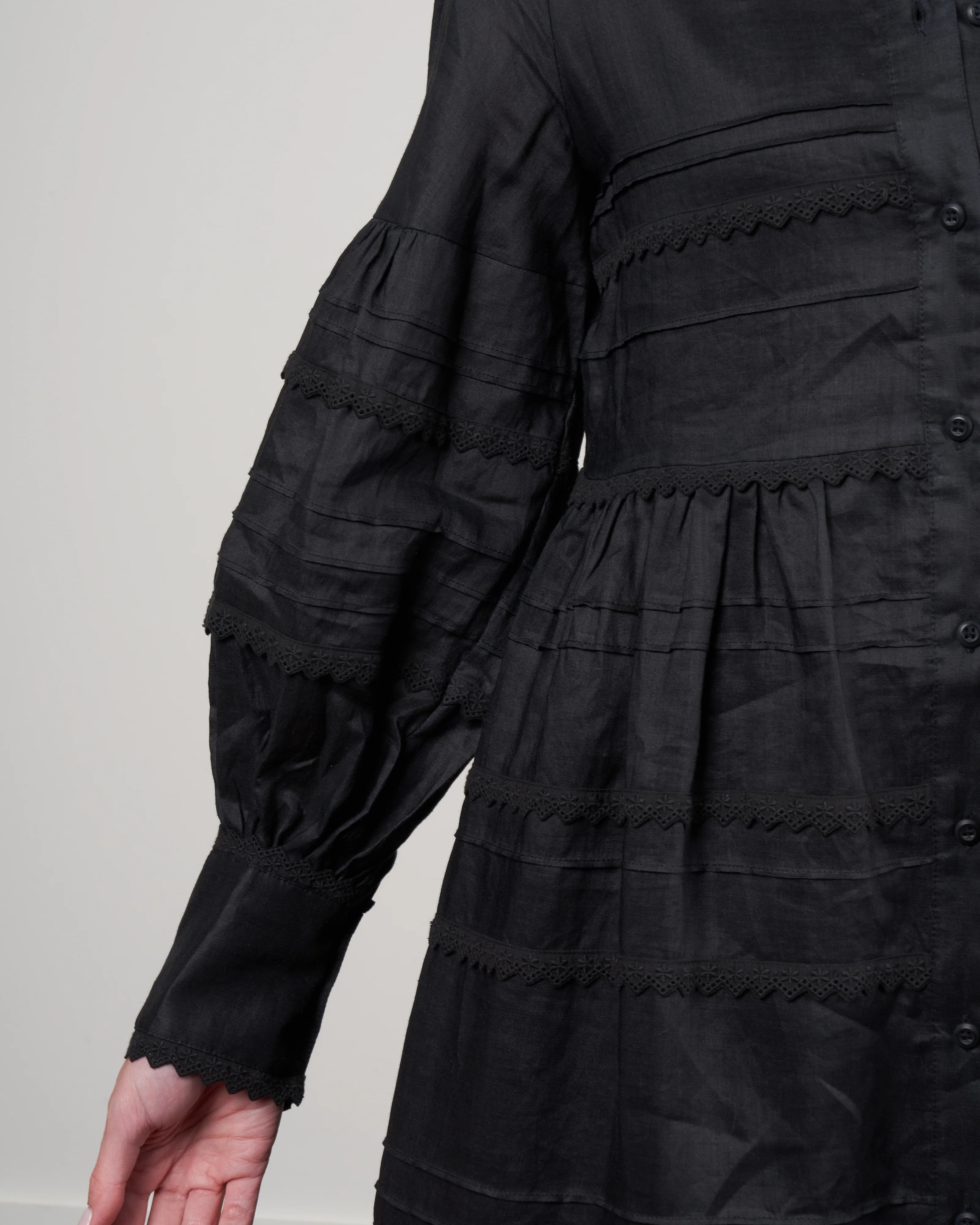 camila balloon sleeve dress - black - Image 4