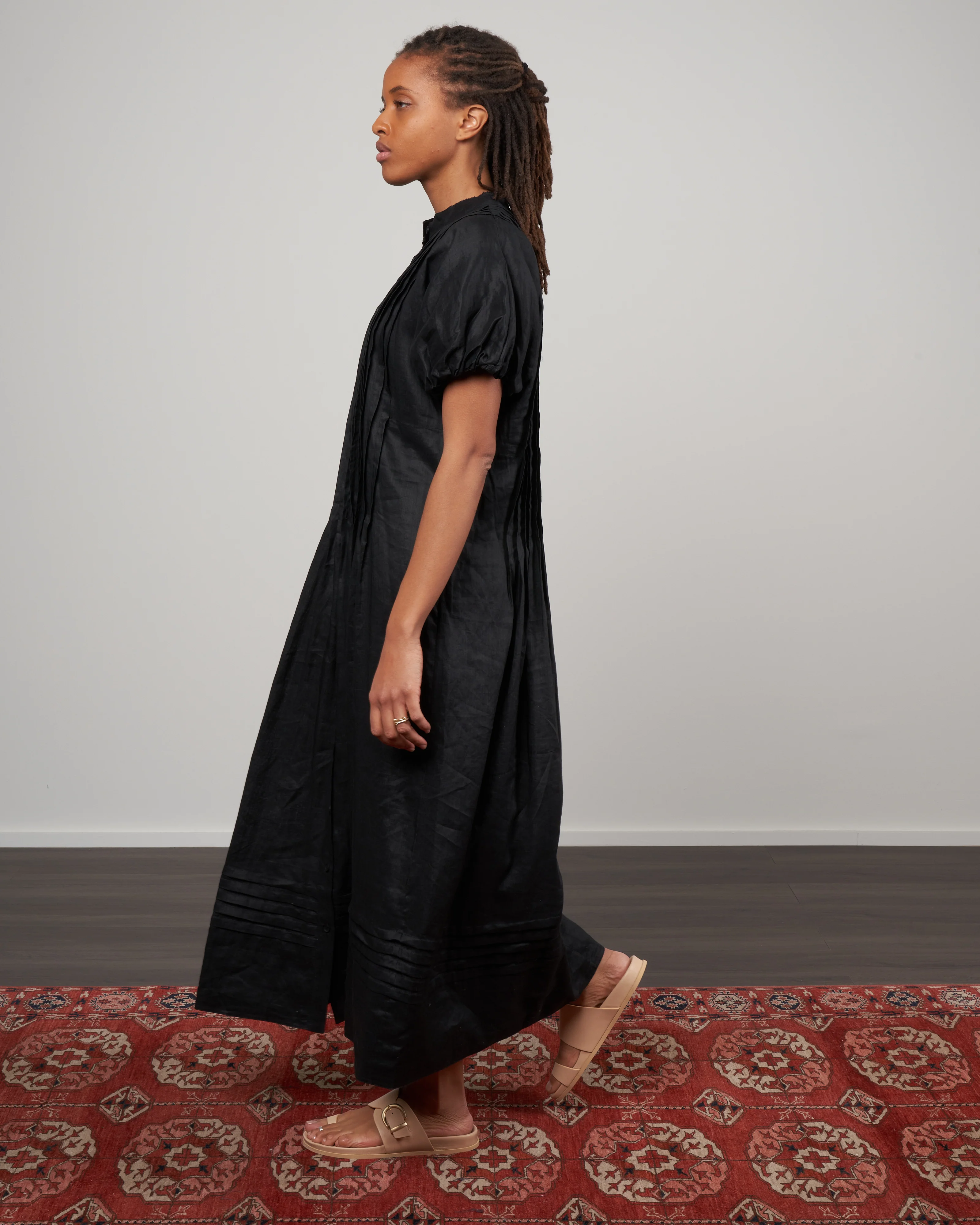 charlotte tucked dress - black - Image 3