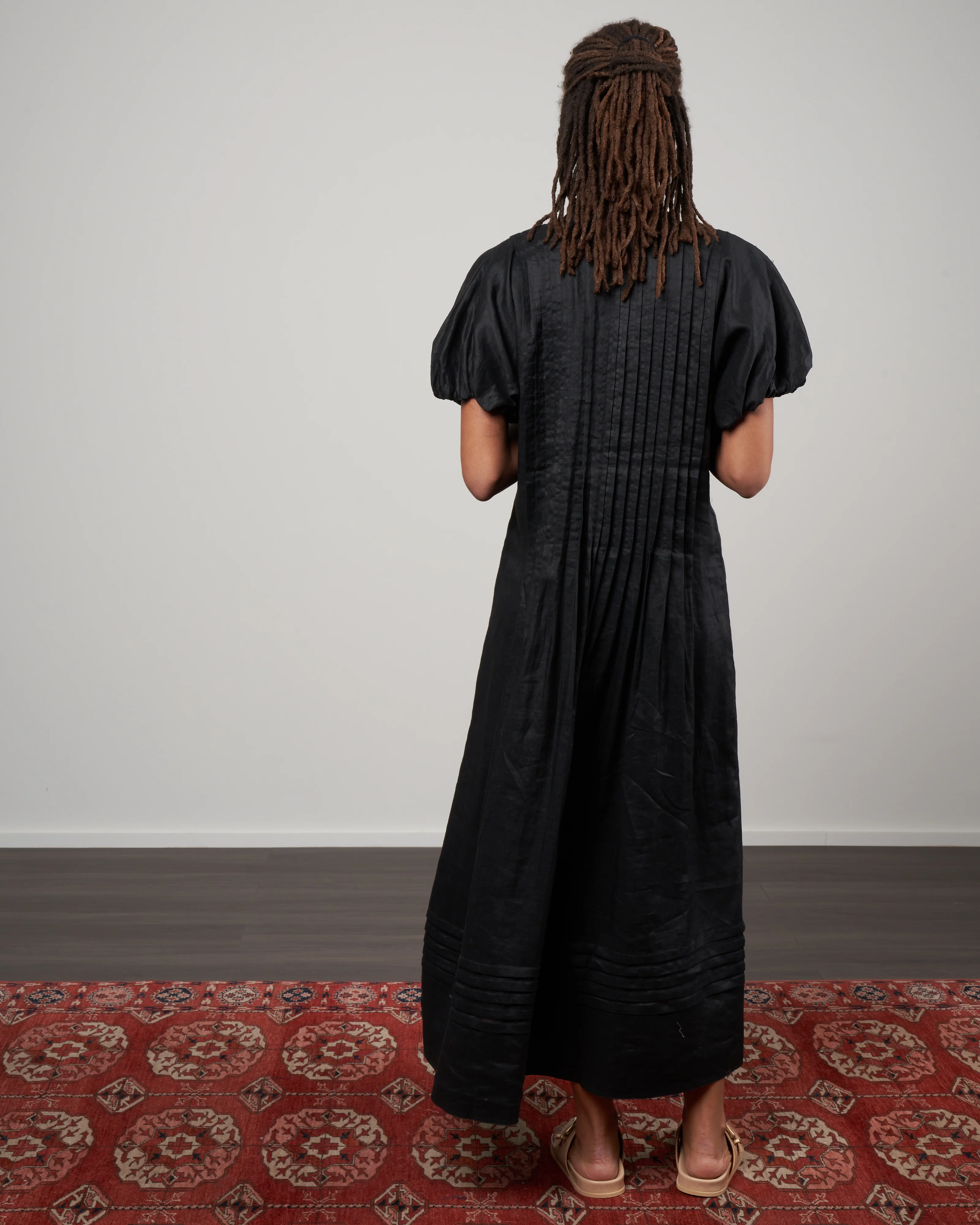 charlotte tucked dress - black - Image 4