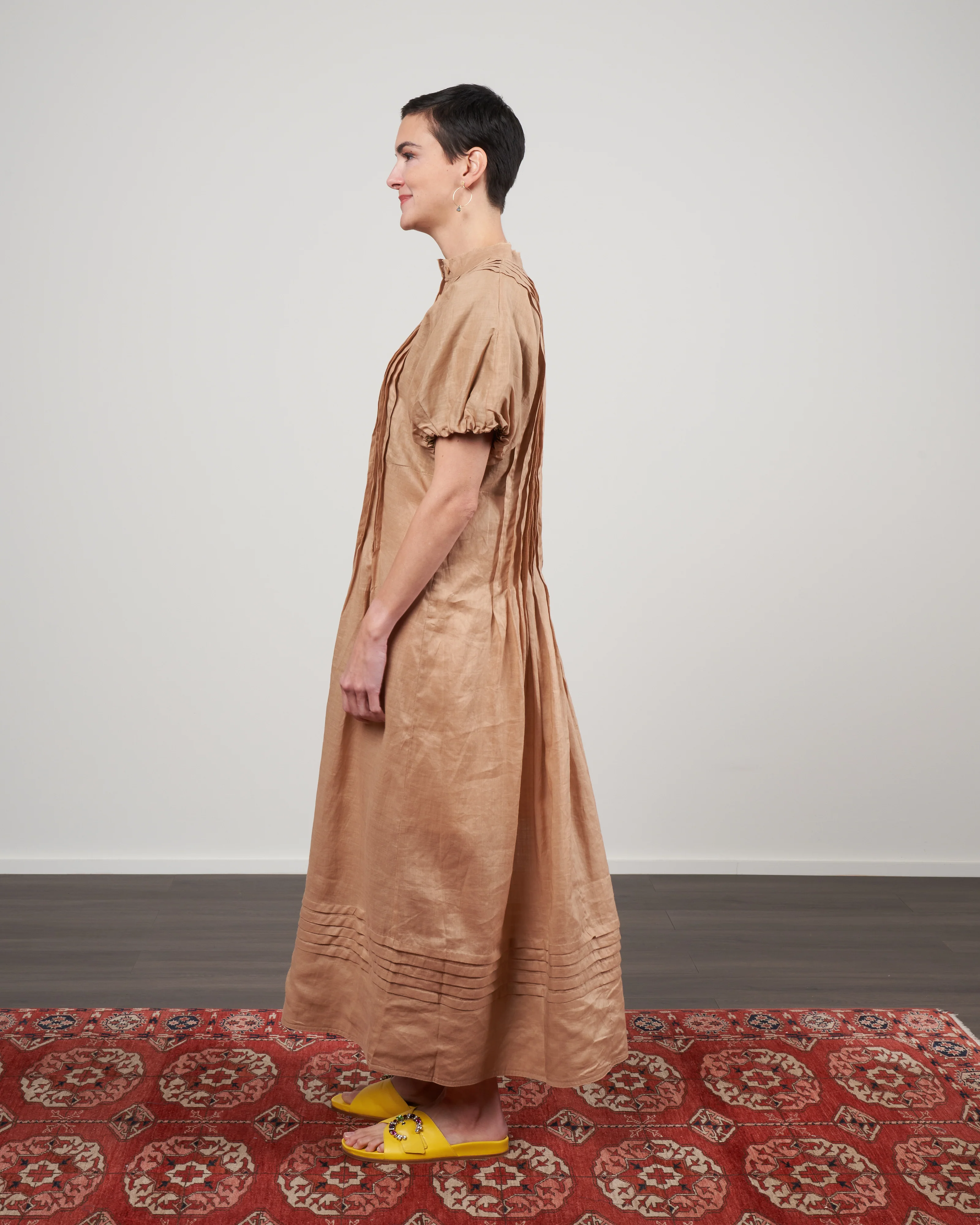 charlotte tucked dress - tan - Image 2